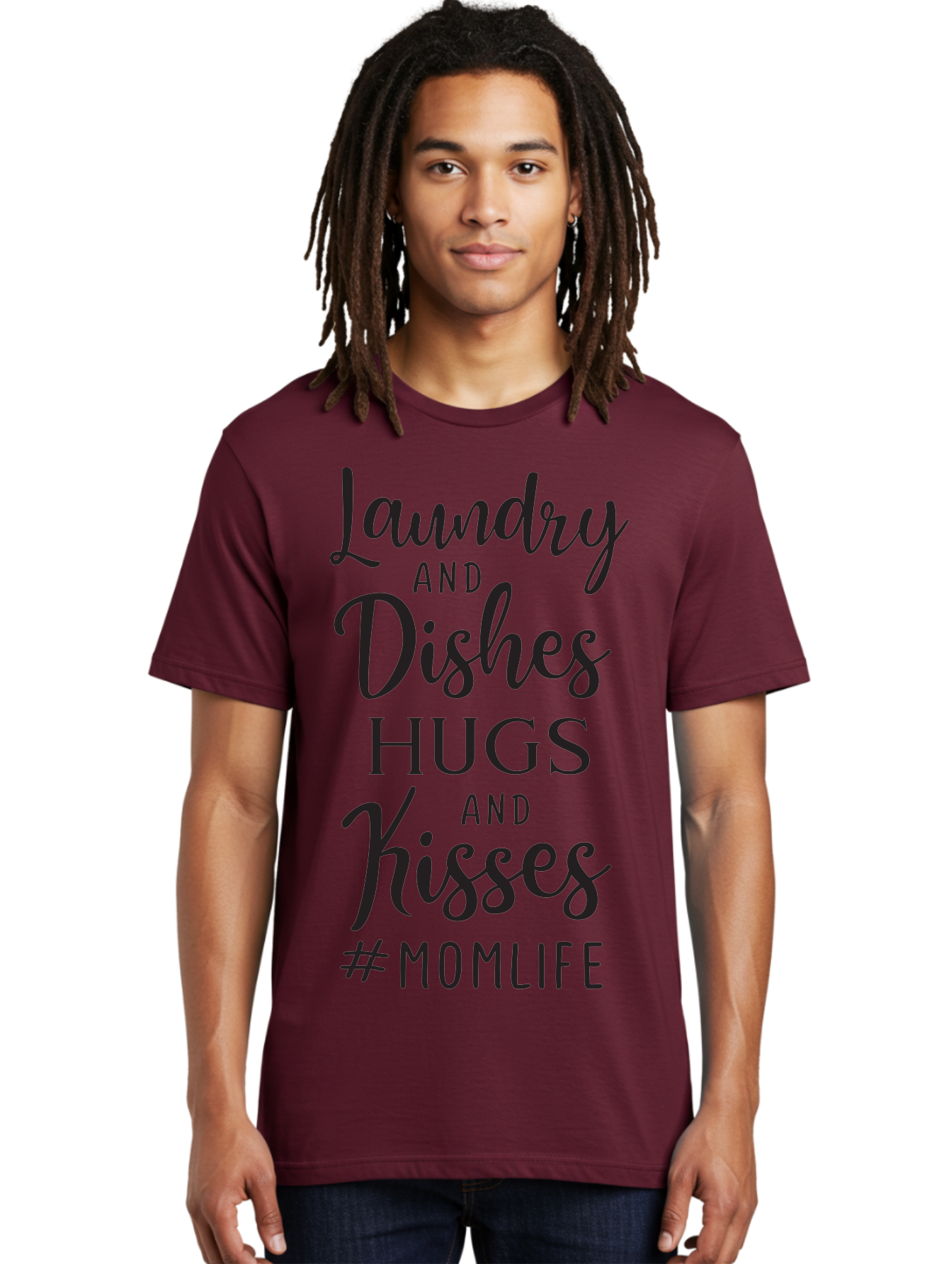 Laundry-And-Dishes-Hugs-And-Kisses Men'S Graphic Tee, 100% Cotton, Comfortable Casual Summer Wear, Machine Washable, Mom Life, Motherhood, Parenting, Laundry, Dishes, Household Chores, Hugs, Kisses, Love, Family, Mom Quotes, Aac927 4