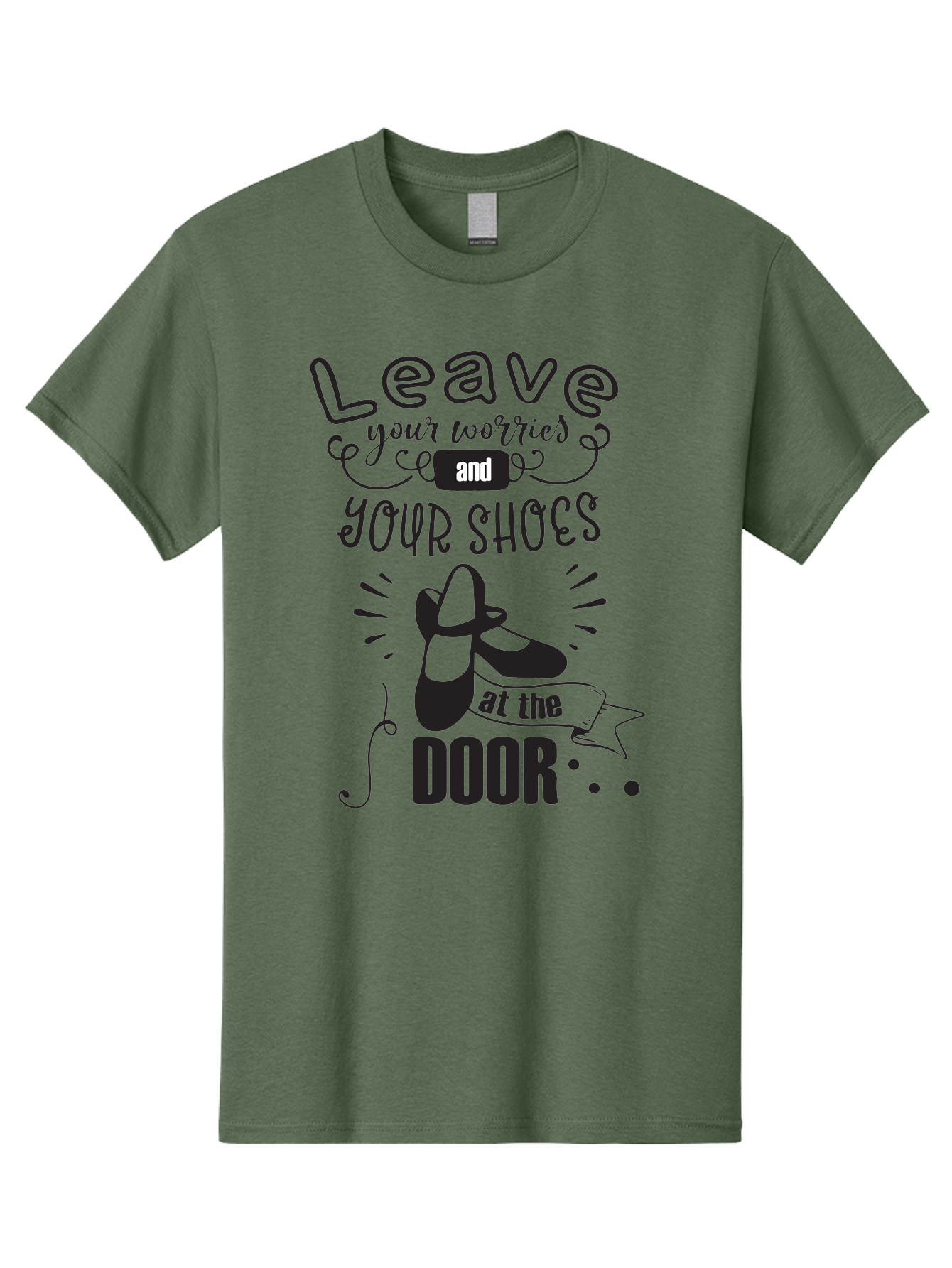 Leave-Your-Worries-And-Your-Shoes-At-The-Door Men'S Graphic Tee, 100% Cotton, Comfortable Casual Summer Wear, Machine Washable, Relaxation Techniques, Stress Relief, Mindfulness, Calm Atmosphere, Inspirational Quotes, Dance Shoes, Welcome Sign Aac931 15
