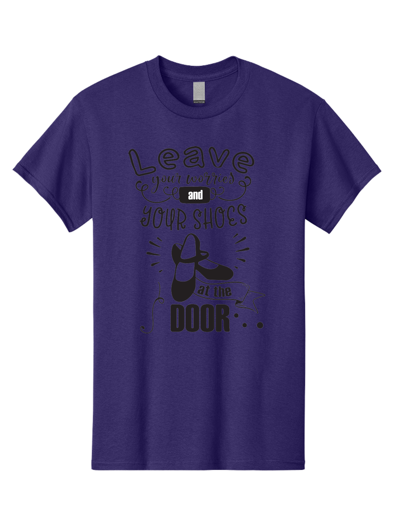 Leave-Your-Worries-And-Your-Shoes-At-The-Door Men'S Graphic Tee, 100% Cotton, Comfortable Casual Summer Wear, Machine Washable, Relaxation Techniques, Stress Relief, Mindfulness, Calm Atmosphere, Inspirational Quotes, Dance Shoes, Welcome Sign Aac931 21