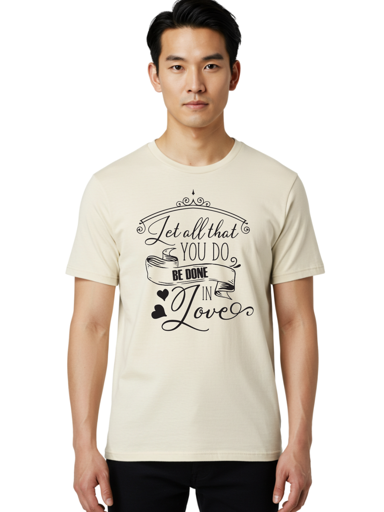 Let-All-That-You-Do-Be-Done-In-Love-1 Men'S Graphic Tee, 100% Cotton, Comfortable Casual Summer Wear, Machine Washable, Inspirational Quote, Motivational Phrase, Positive Affirmation, Love Message, Heartwarming Words, Decorative Typography, Aac932 28