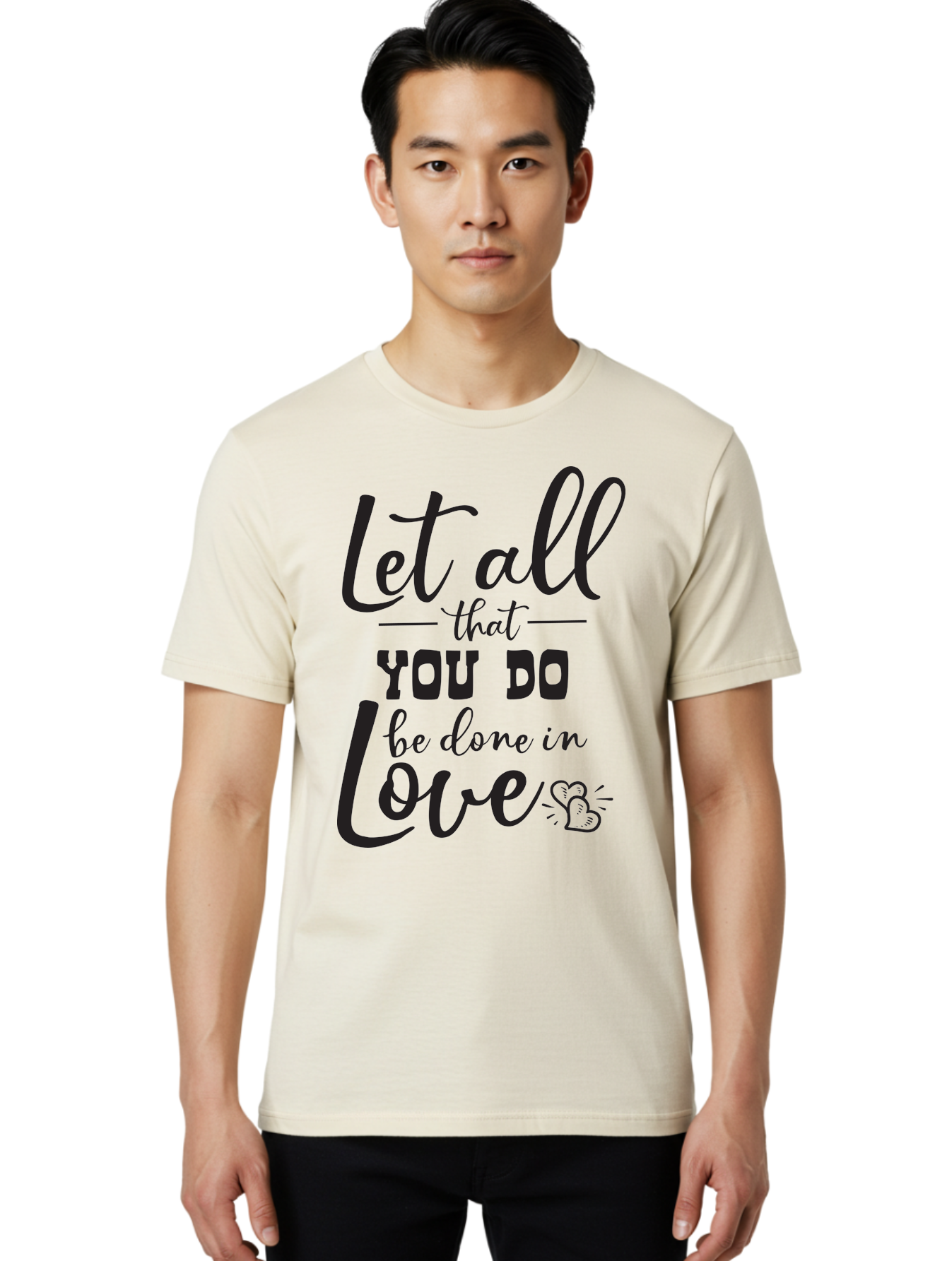 Let-All-That-You-Do-Be-Done-In-Love Men'S Graphic Tee, 100% Cotton, Comfortable Casual Summer Wear, Machine Washable, Inspirational Quote, Love Quote, Motivational Quote, Heartfelt Message, Kindness, Positivity, Love Aac933 18