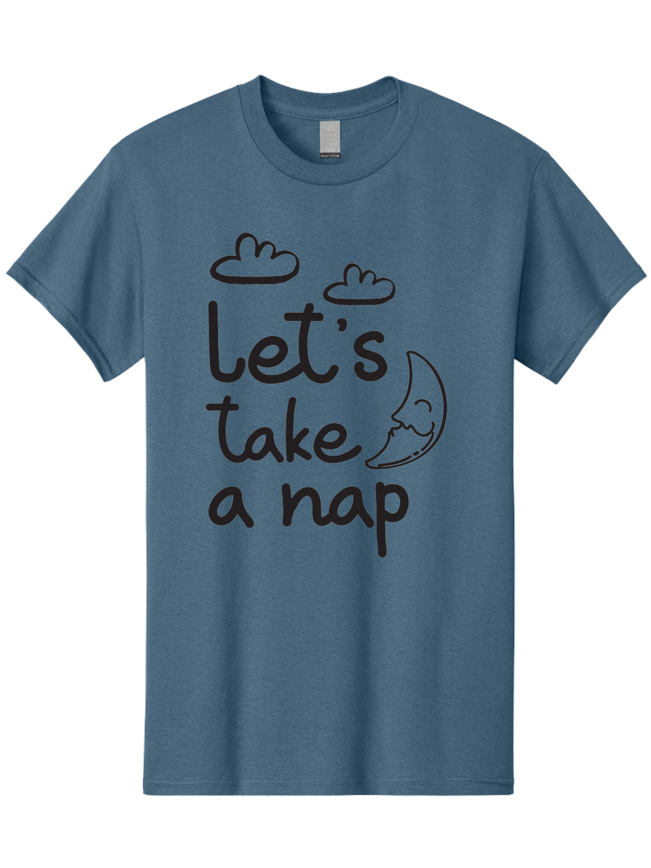 Let-S-Take-Nap Men'S Graphic Tee, 100% Cotton, Comfortable Casual Summer Wear, Machine Washable, Let'S Take Nap, Sleepy Time, Moon And Clouds, Sleep Invitation, Relaxing Quote, Funny Text, Cute Design Aac936 3