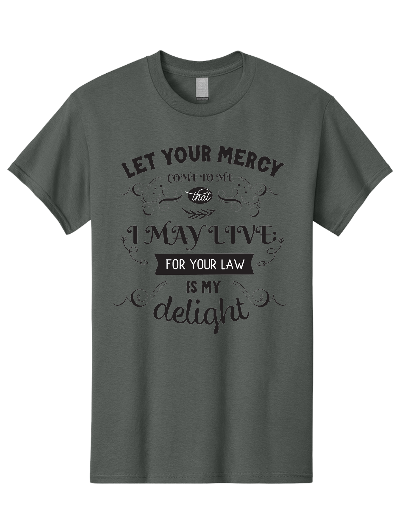 Let-Your-Mercy Men'S Graphic Tee, 100% Cotton, Comfortable Casual Summer Wear, Machine Washable, Inspirational Quote, Motivational Text, Psalm 119, Bible Verse, Spiritual Message, Faith-Based Art, Scripture Art, Decorative Typography, Aac938 19