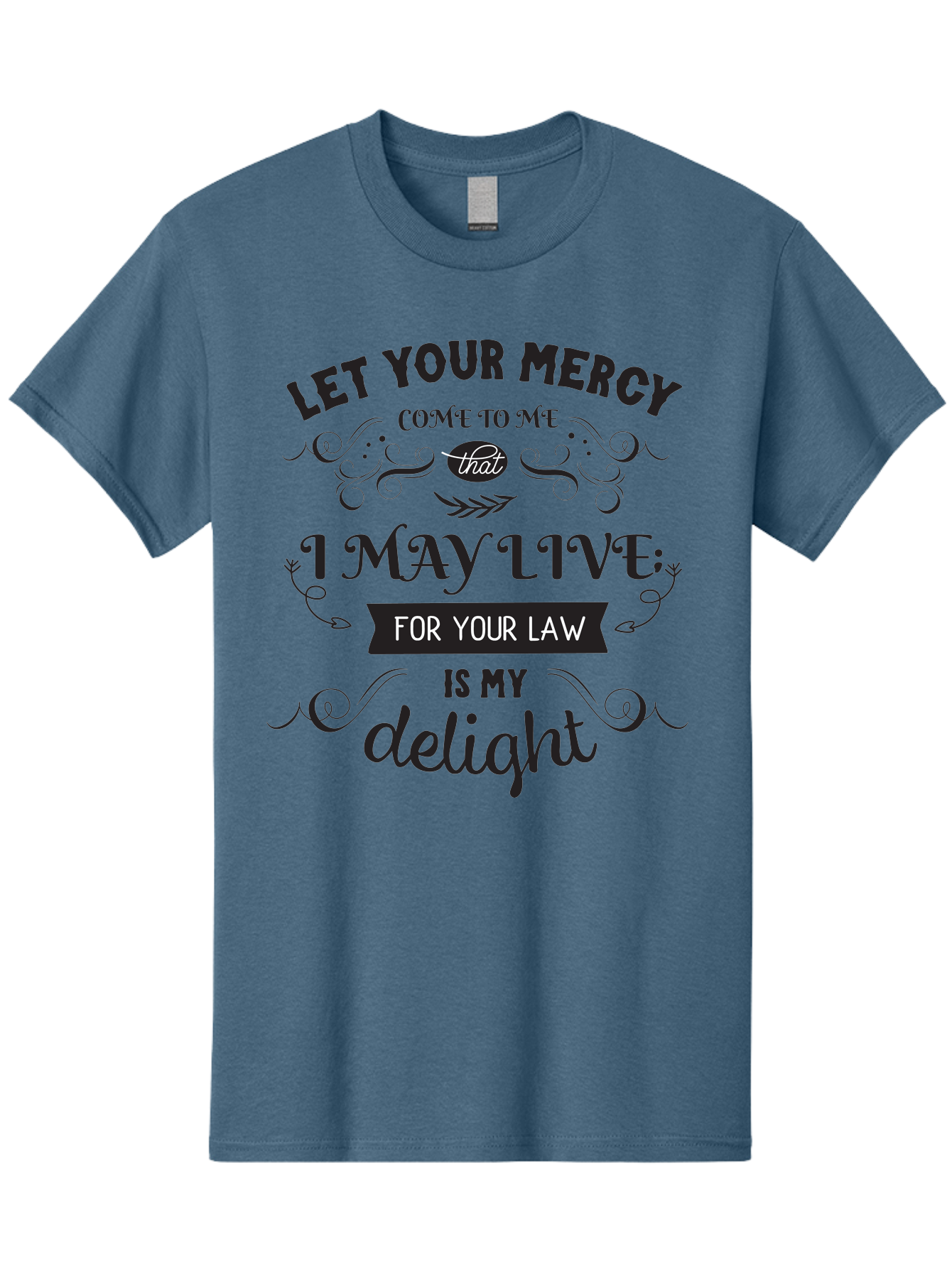 Let-Your-Mercy Men'S Graphic Tee, 100% Cotton, Comfortable Casual Summer Wear, Machine Washable, Inspirational Quote, Motivational Text, Psalm 119, Bible Verse, Spiritual Message, Faith-Based Art, Scripture Art, Decorative Typography, Aac938 9