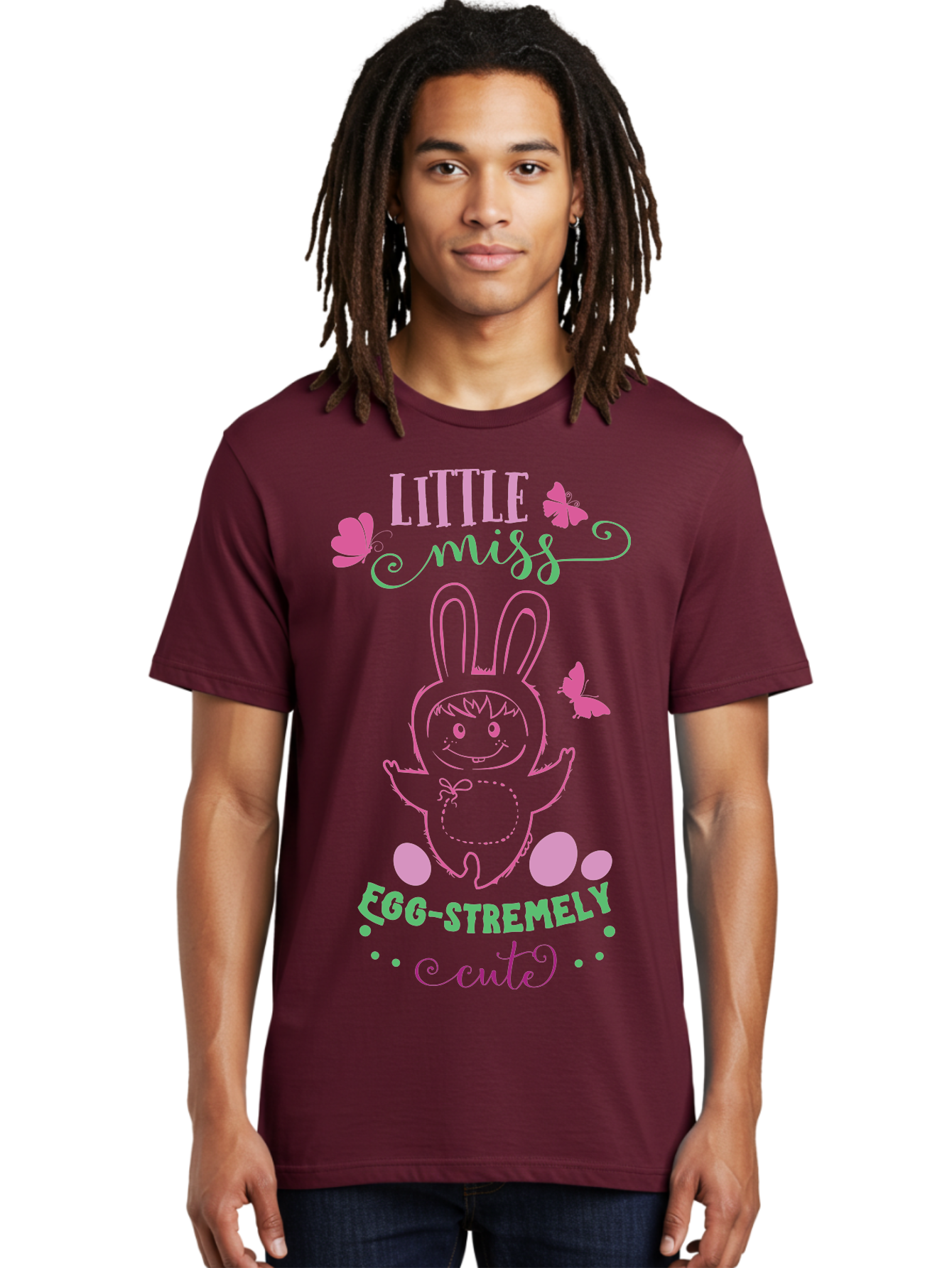 Little-Egg-Stra-Cute Men'S Graphic Tee, 100% Cotton, Comfortable Casual Summer Wear, Machine Washable, Easter Bunny, Cute Cartoon Character, Eggs-Travagant Design, Easter Eggs, Pastel Colors, Whimsical Illustration, Bunny Love, Spring Theme, Aac953 24