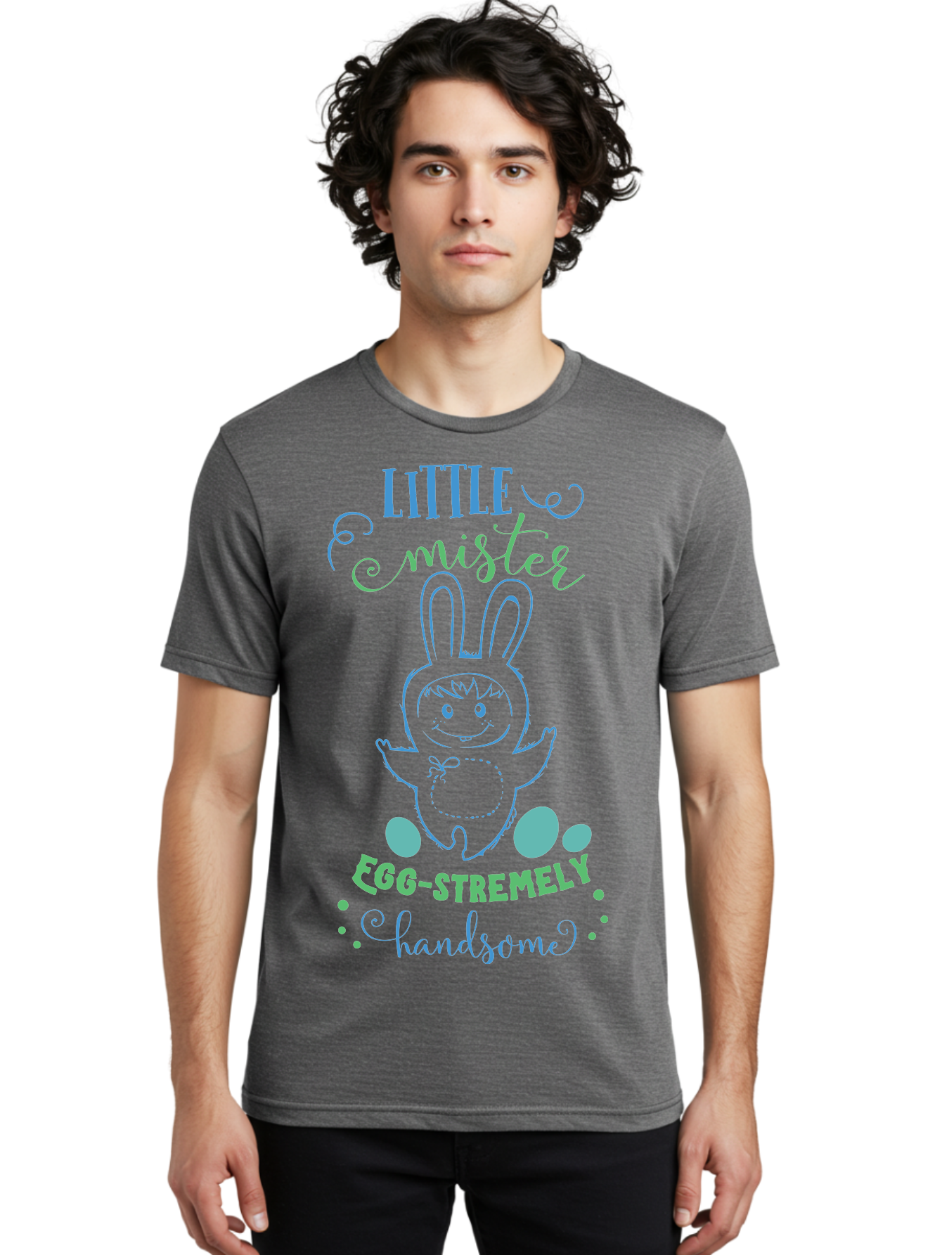 Little-Meepy-Egg-Stremely Men'S Graphic Tee, 100% Cotton, Comfortable Casual Summer Wear, Machine Washable, Easter Bunny, Cute Cartoon Character, Funny Bunny, Easter Eggs, Egg-Stremely Handsome, Little Bunny, Adorable Design, Bunny Love, Aac955 26