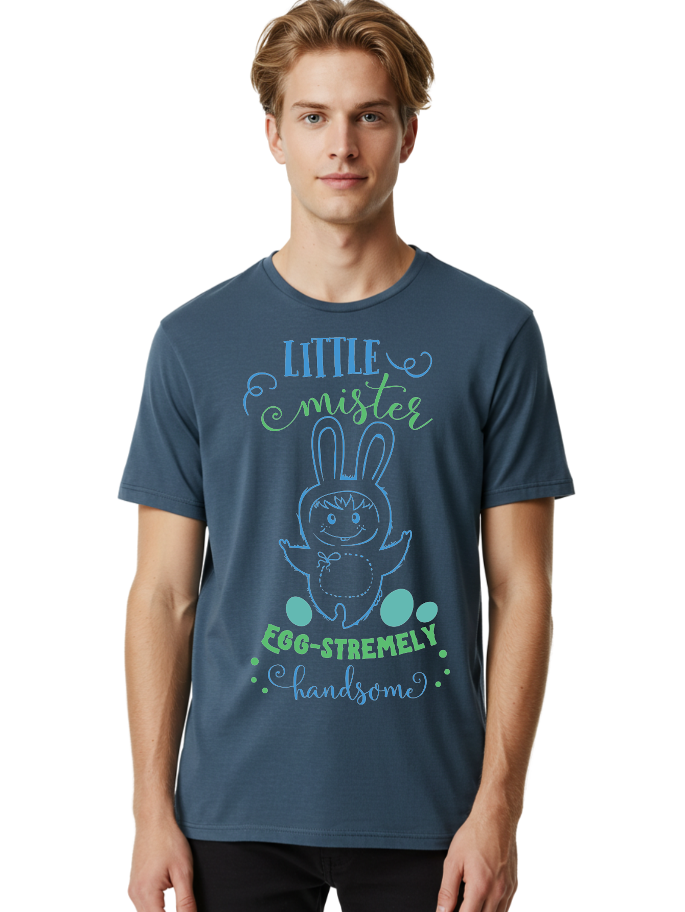 Little-Meepy-Egg-Stremely Men'S Graphic Tee, 100% Cotton, Comfortable Casual Summer Wear, Machine Washable, Easter Bunny, Cute Cartoon Character, Funny Bunny, Easter Eggs, Egg-Stremely Handsome, Little Bunny, Adorable Design, Bunny Love, Aac955 6