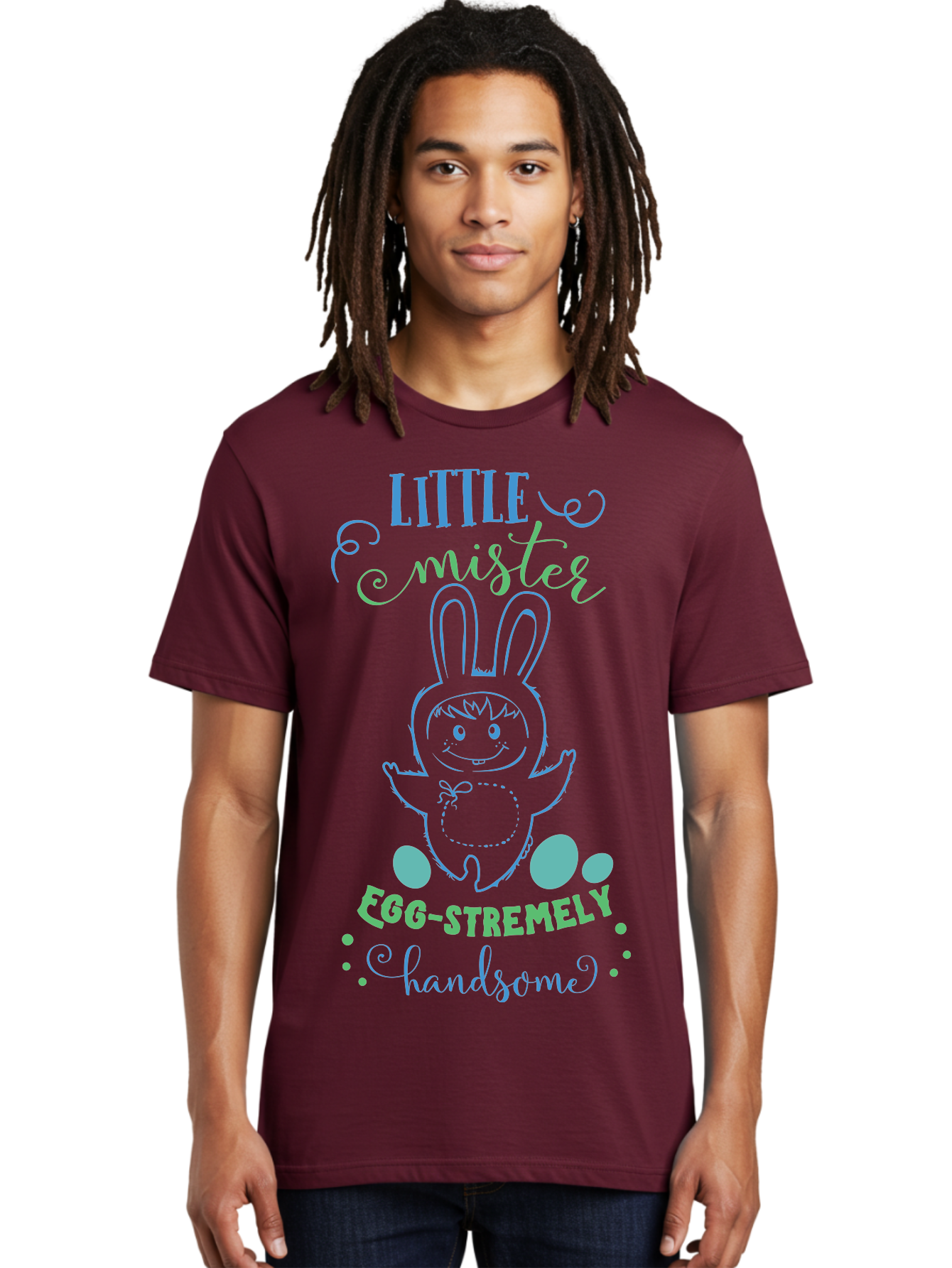 Little-Meepy-Egg-Stremely Men'S Graphic Tee, 100% Cotton, Comfortable Casual Summer Wear, Machine Washable, Easter Bunny, Cute Cartoon Character, Funny Bunny, Easter Eggs, Egg-Stremely Handsome, Little Bunny, Adorable Design, Bunny Love, Aac955 22