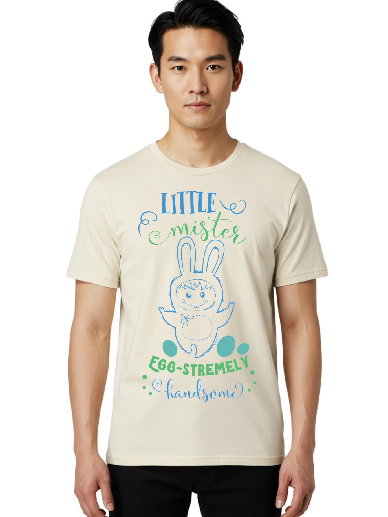 Little-Meepy-Egg-Stremely Men'S Graphic Tee, 100% Cotton, Comfortable Casual Summer Wear, Machine Washable, Easter Bunny, Cute Cartoon Character, Funny Bunny, Easter Eggs, Egg-Stremely Handsome, Little Bunny, Adorable Design, Bunny Love, Aac955 12