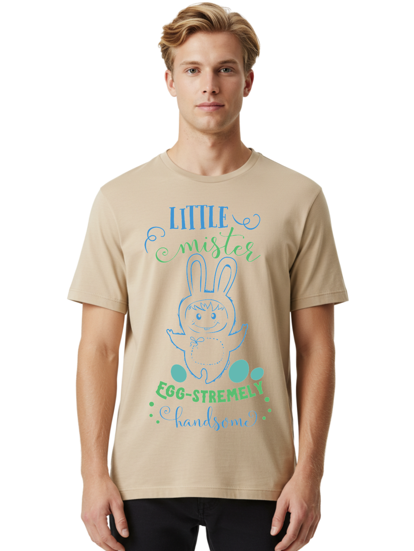 Little-Meepy-Egg-Stremely Men'S Graphic Tee, 100% Cotton, Comfortable Casual Summer Wear, Machine Washable, Easter Bunny, Cute Cartoon Character, Funny Bunny, Easter Eggs, Egg-Stremely Handsome, Little Bunny, Adorable Design, Bunny Love, Aac955 10