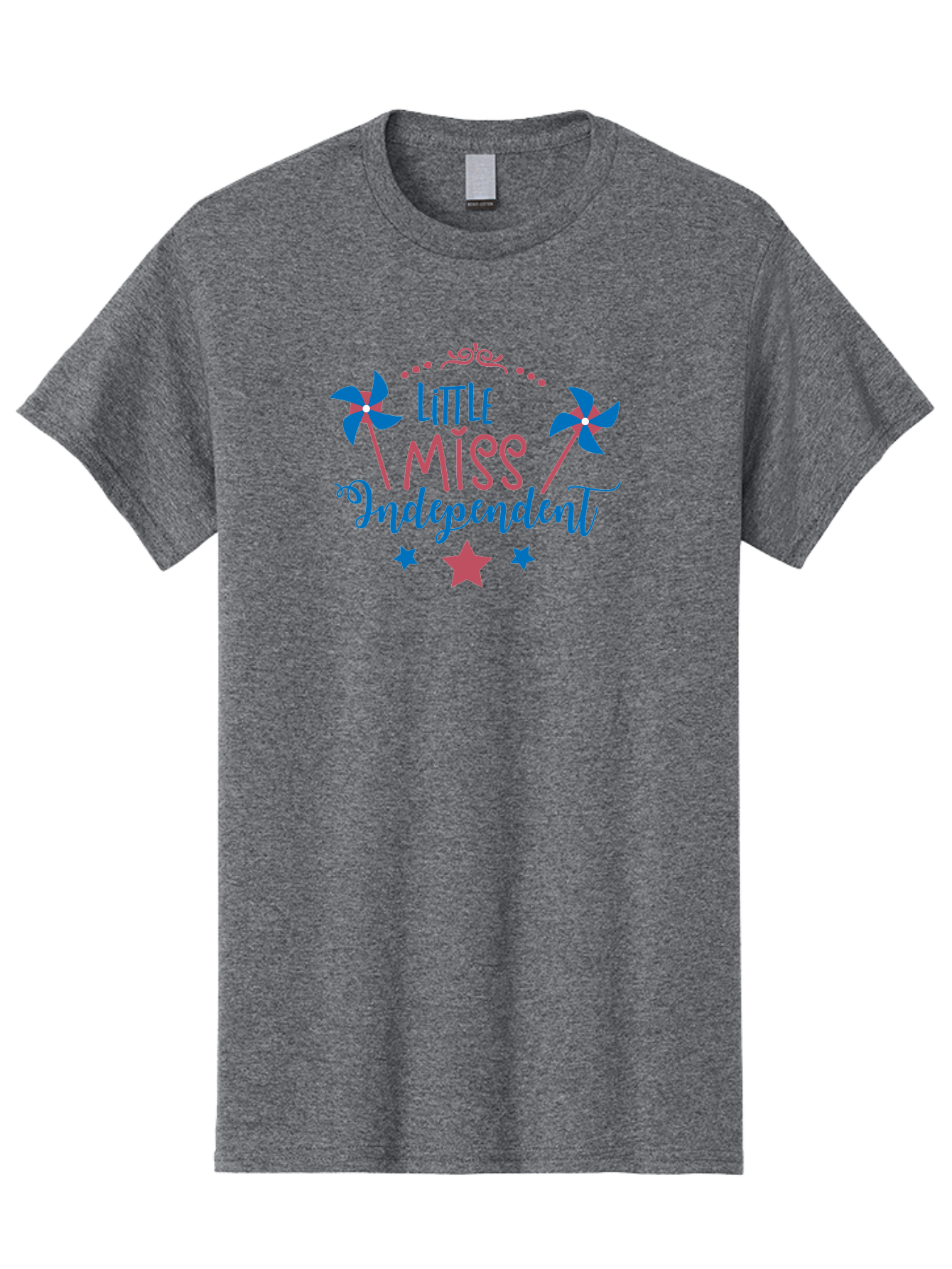 Little-Miss-Independent Men'S Graphic Tee, 100% Cotton, Comfortable Casual Summer Wear, Machine Washable, 4Th Of July, Independence Day, Little Miss Independent, Pinwheels, Stars, Patriotic Theme, Kids Design, Pink And Blue Colors, Aac957 5