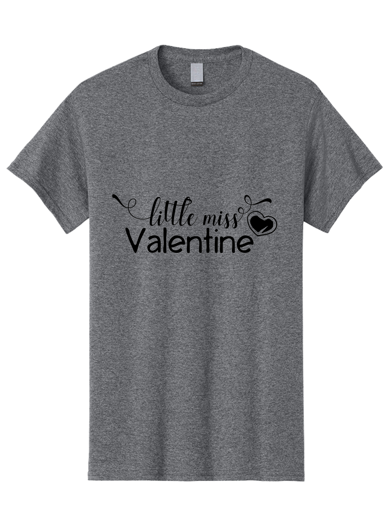 Little-Miss-Valentine Men'S Graphic Tee, 100% Cotton, Comfortable Casual Summer Wear, Machine Washable, Valentine'S Day Graphic, Little Miss Valentine Text, Heart Decoration, Love Symbol, Black Font, Cute Design, Valentine'S Day Cards, Aac958 17