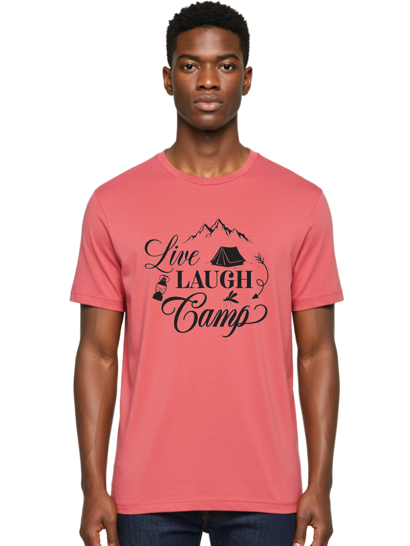 Live-Laugh-Camp Men'S Graphic Tee, 100% Cotton, Comfortable Casual Summer Wear, Machine Washable, Camping Adventure, Outdoor Fun, Tent, Mountains, Lantern, Mosquito, Campfire, Nature Escape, Wilderness Experience, Outdoor Recreation Aac961 10