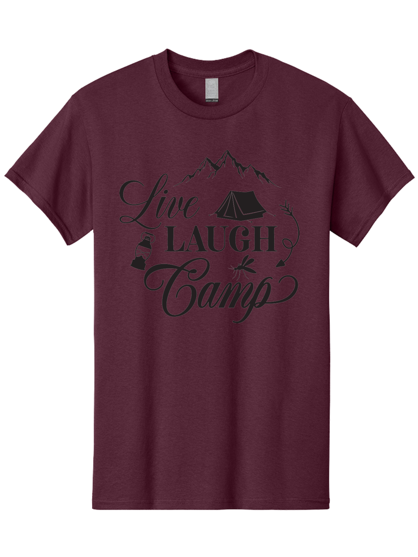 Live-Laugh-Camp Men'S Graphic Tee, 100% Cotton, Comfortable Casual Summer Wear, Machine Washable, Camping Adventure, Outdoor Fun, Tent, Mountains, Lantern, Mosquito, Campfire, Nature Escape, Wilderness Experience, Outdoor Recreation Aac961 21