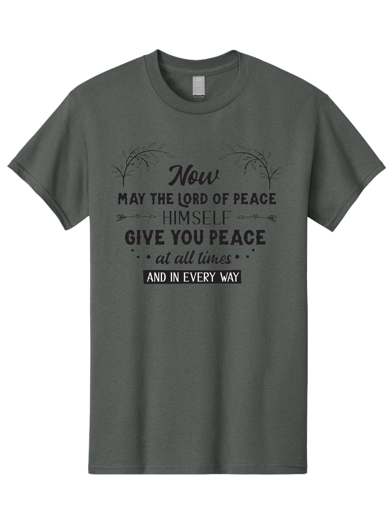 Lord-Of-Peace Men'S Graphic Tee, 100% Cotton, Comfortable Casual Summer Wear, Machine Washable, Inspirational Quote, Bible Verse, Motivational Phrase, Lord Of Peace, Peaceful Message, Spiritual Guidance, Faith-Based Graphic, Aac970 17