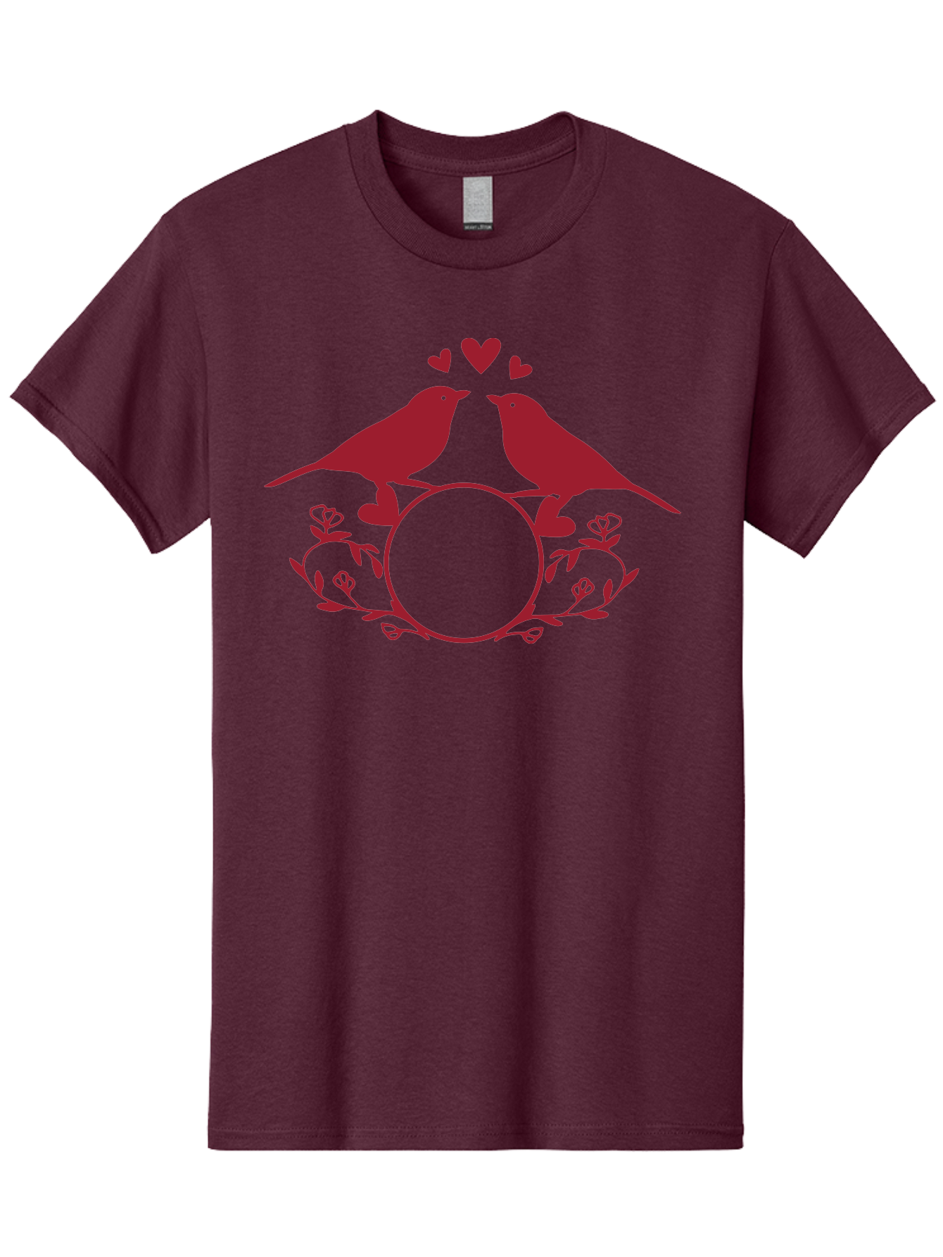 Love-Birds-1 Men'S Graphic Tee, 100% Cotton, Comfortable Casual Summer Wear, Machine Washable, Lovebirds Perched On Branch, Kissing, Surrounded By Hearts, Floral Wreath, Love Symbol, Romance, Tender Moment, Sweethearts, Couple Love Aac971 13