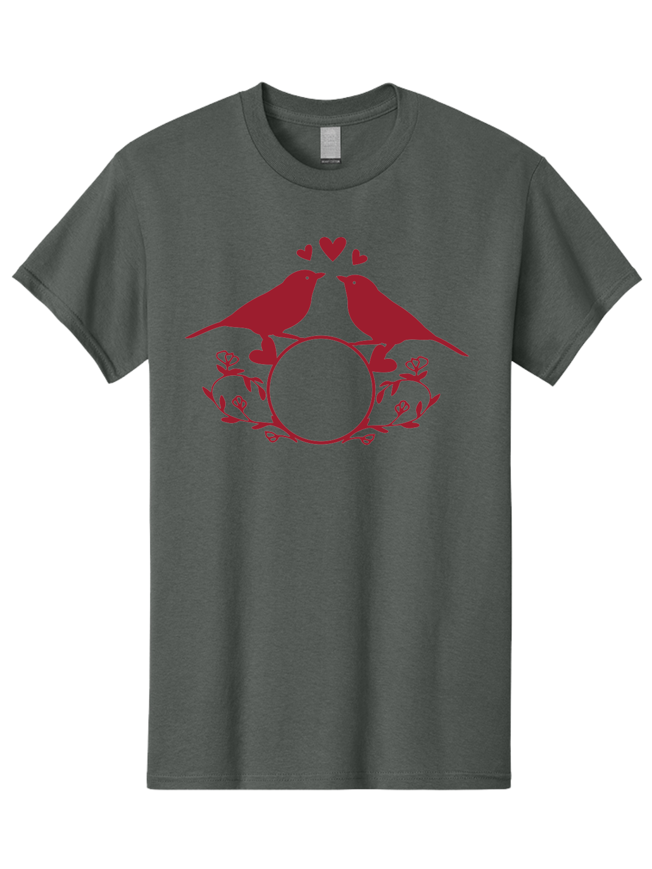 Love-Birds Men'S Graphic Tee, 100% Cotton, Comfortable Casual Summer Wear, Machine Washable, Love Birds Kissing, Heart Shaped Frame, Floral Design, Loving Couple, Romance, Love Birds Together, Tender Moment Aac972 7