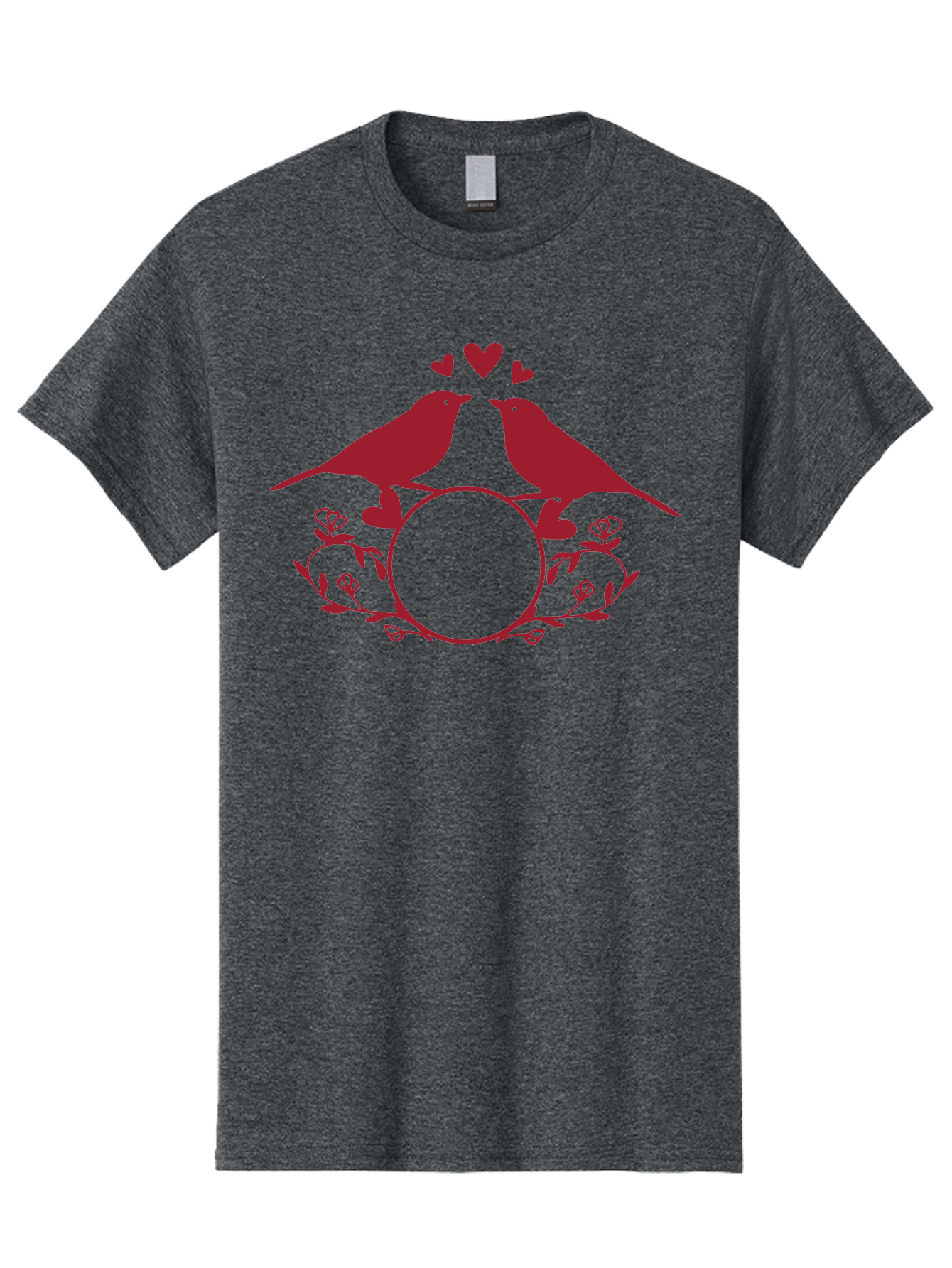 Love-Birds Men'S Graphic Tee, 100% Cotton, Comfortable Casual Summer Wear, Machine Washable, Love Birds Kissing, Heart Shaped Frame, Floral Design, Loving Couple, Romance, Love Birds Together, Tender Moment Aac972 3
