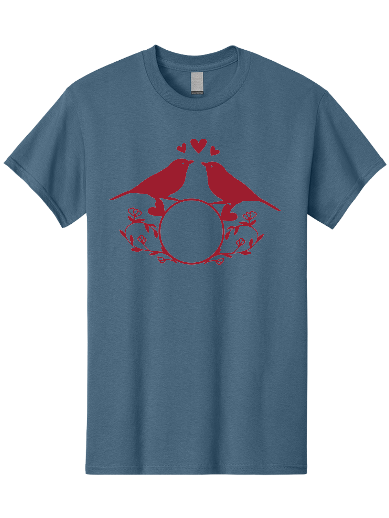 Love-Birds Men'S Graphic Tee, 100% Cotton, Comfortable Casual Summer Wear, Machine Washable, Love Birds Kissing, Heart Shaped Frame, Floral Design, Loving Couple, Romance, Love Birds Together, Tender Moment Aac972 23