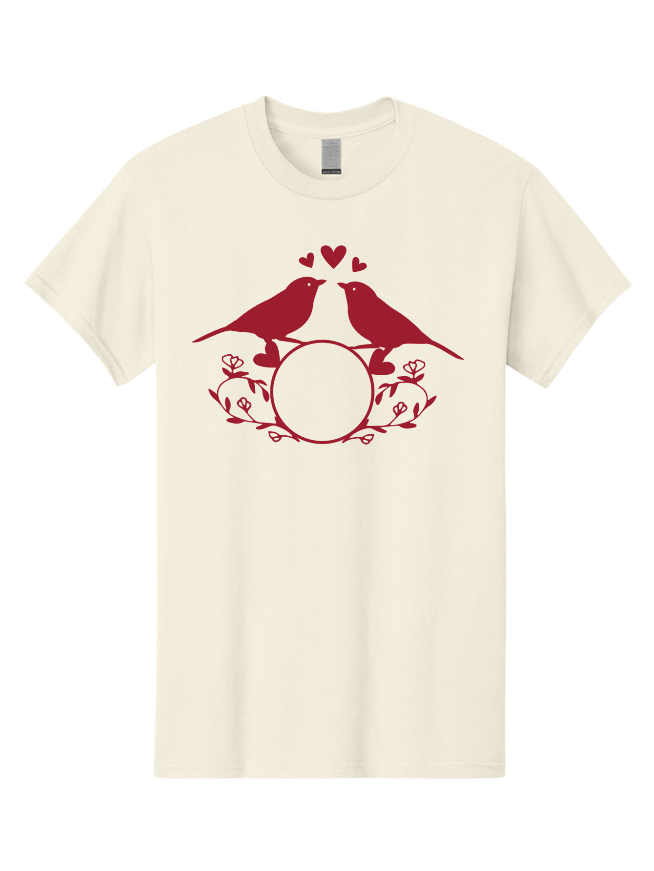 Love-Birds Men'S Graphic Tee, 100% Cotton, Comfortable Casual Summer Wear, Machine Washable, Love Birds Kissing, Heart Shaped Frame, Floral Design, Loving Couple, Romance, Love Birds Together, Tender Moment Aac972 29