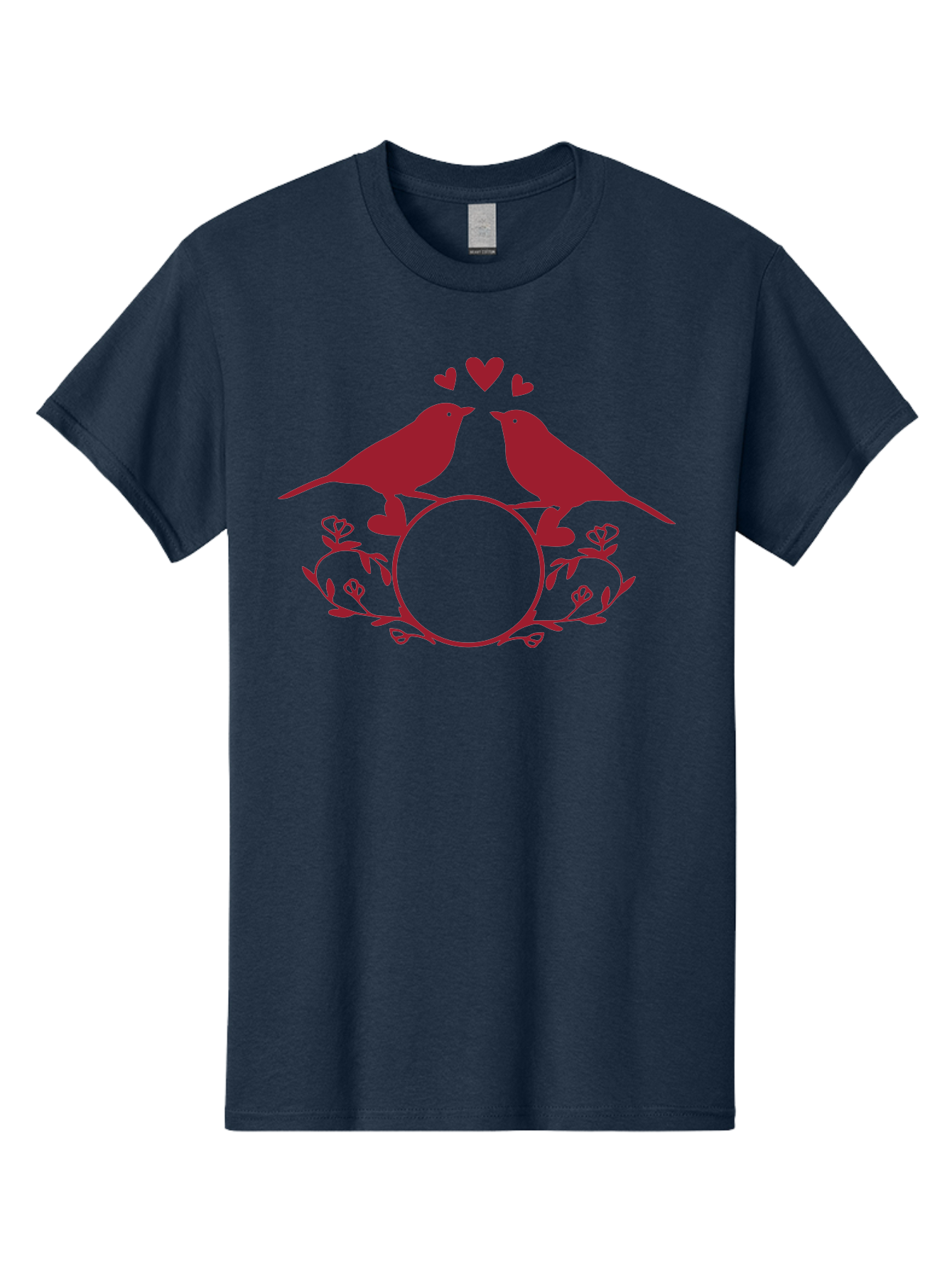 Love-Birds Men'S Graphic Tee, 100% Cotton, Comfortable Casual Summer Wear, Machine Washable, Love Birds Kissing, Heart Shaped Frame, Floral Design, Loving Couple, Romance, Love Birds Together, Tender Moment Aac972 25