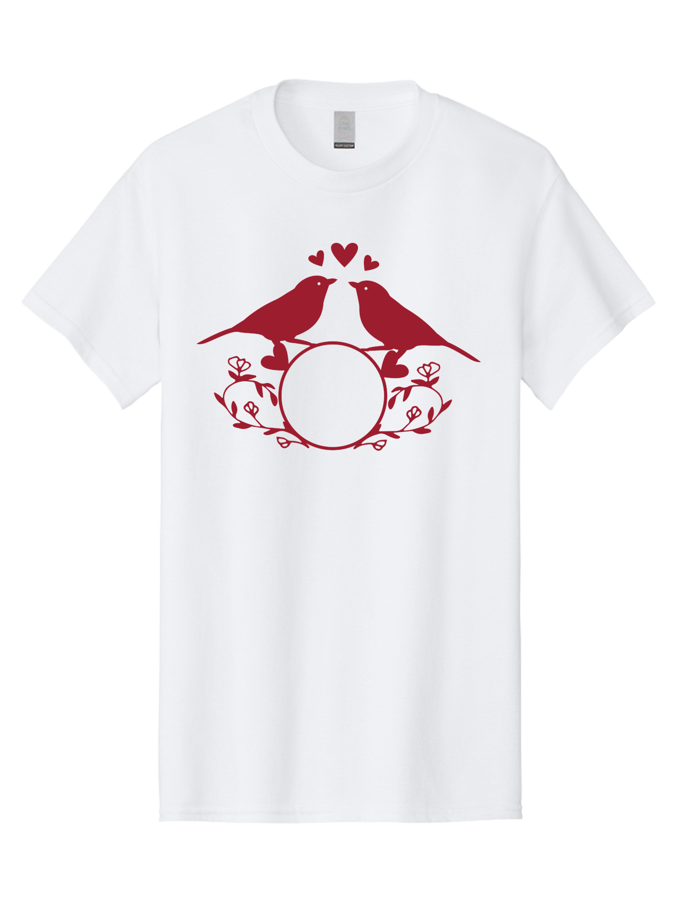Love-Birds Men'S Graphic Tee, 100% Cotton, Comfortable Casual Summer Wear, Machine Washable, Love Birds Kissing, Heart Shaped Frame, Floral Design, Loving Couple, Romance, Love Birds Together, Tender Moment Aac972 27