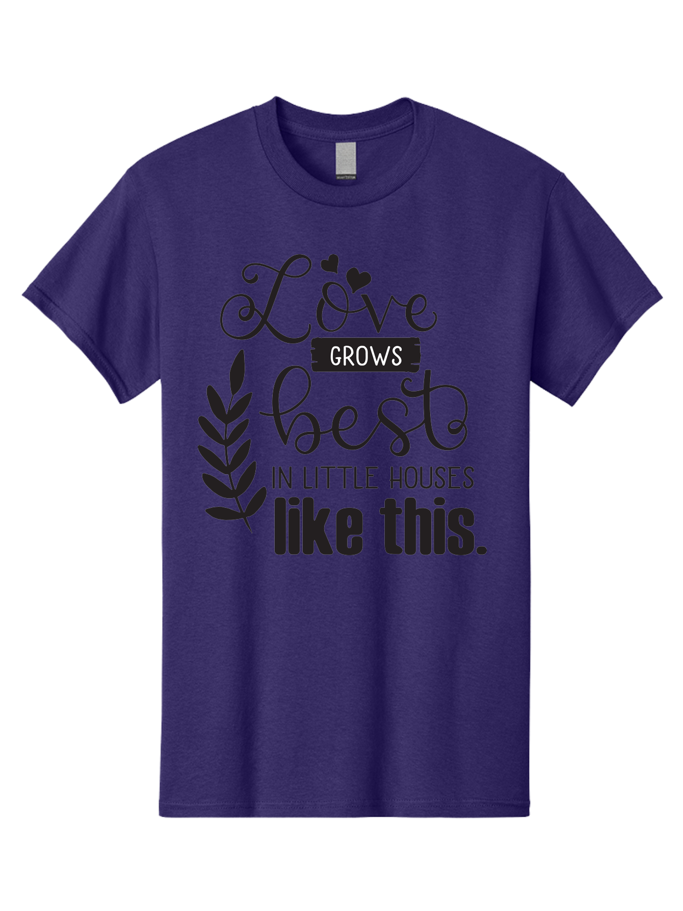 Love-Grows-Best Men'S Graphic Tee, 100% Cotton, Comfortable Casual Summer Wear, Machine Washable, Love Grows Best In Little Houses, Home Decor, Typography Art, Inspirational Quotes, Minimalist Design, Cozy Living, Leaf Motifs Aac973 5