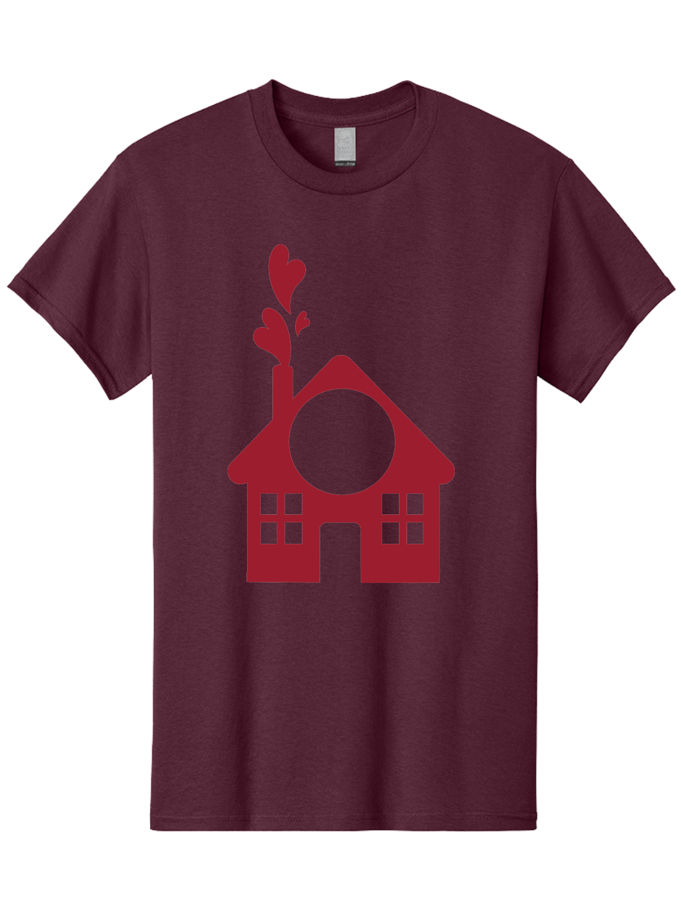 Love-Home Men'S Graphic Tee, 100% Cotton, Comfortable Casual Summer Wear, Machine Washable, Cozy Home, Red House, Heart Shaped Leaves, Chimney With Hearts, Simple Home Design, Modern House Illustration, Love Symbol, Heartwarming Home, Aac974 13