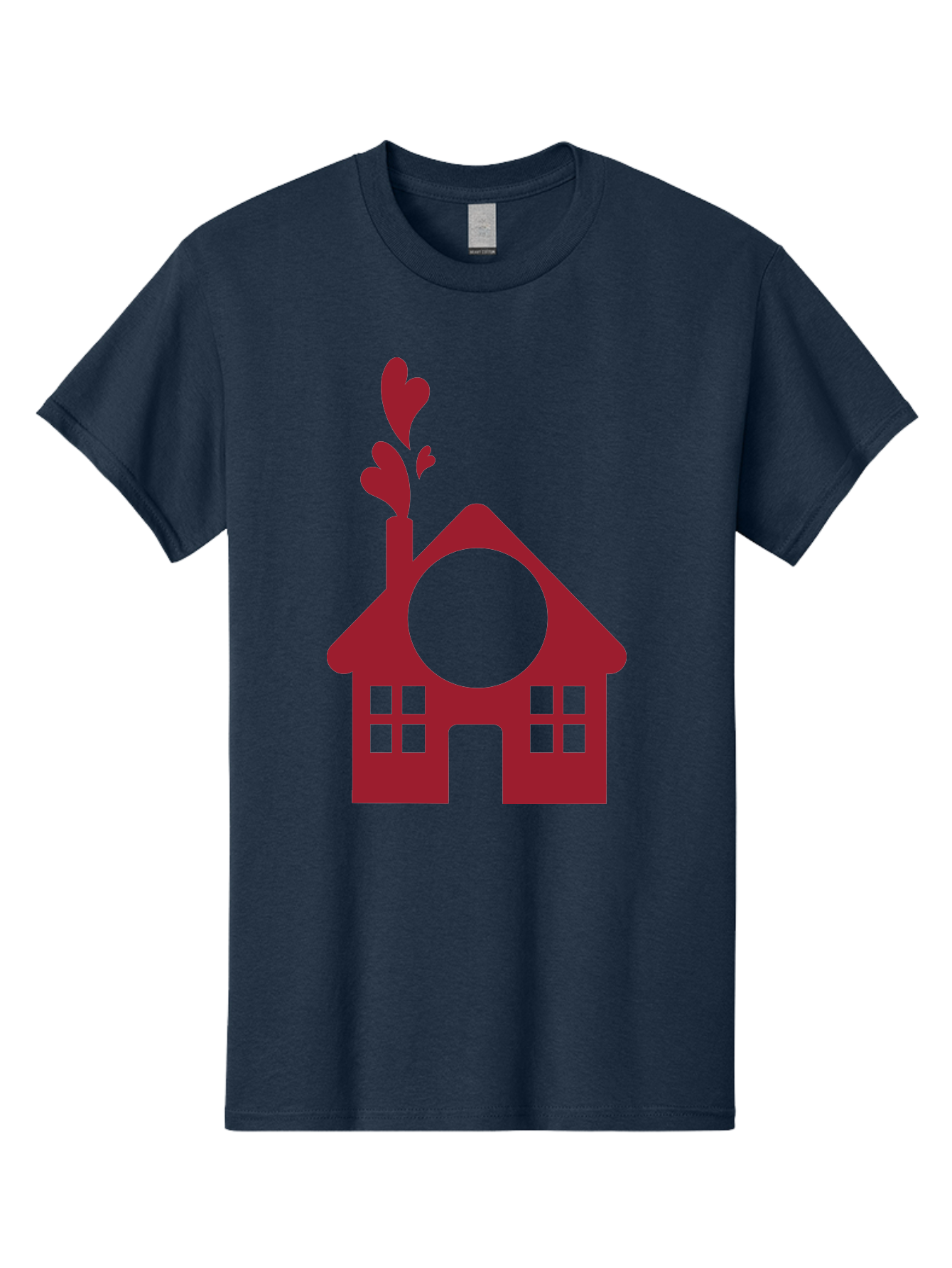 Love-Home Men'S Graphic Tee, 100% Cotton, Comfortable Casual Summer Wear, Machine Washable, Cozy Home, Red House, Heart Shaped Leaves, Chimney With Hearts, Simple Home Design, Modern House Illustration, Love Symbol, Heartwarming Home, Aac974 1