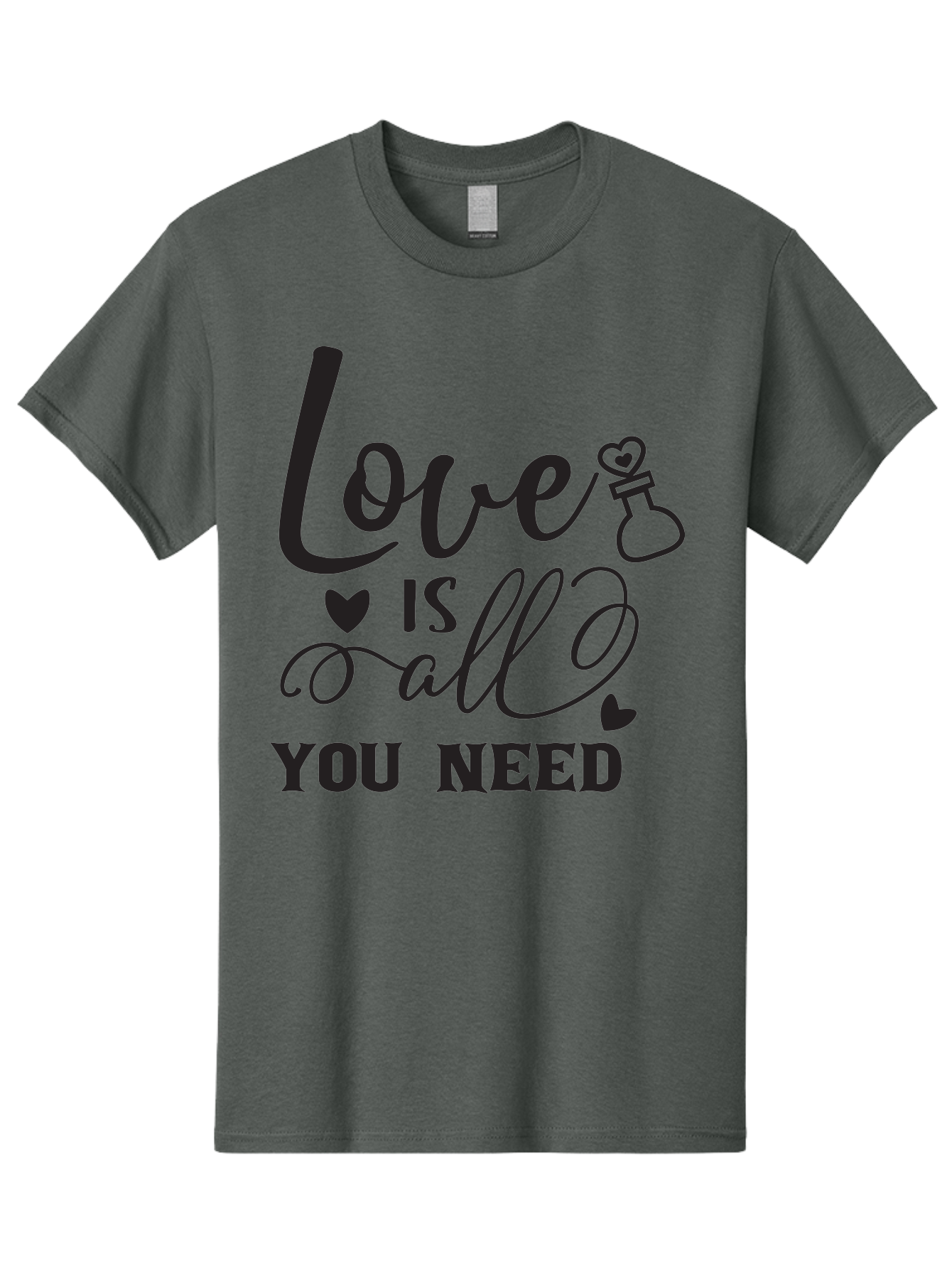 Love-Is-All-You-Need Men'S Graphic Tee, 100% Cotton, Comfortable Casual Summer Wear, Machine Washable, Love Quote, Inspirational Quote, Motivational Phrase, Heart Symbol, Love Potion, Romantic Message, Positive Affirmation, Aac975 3