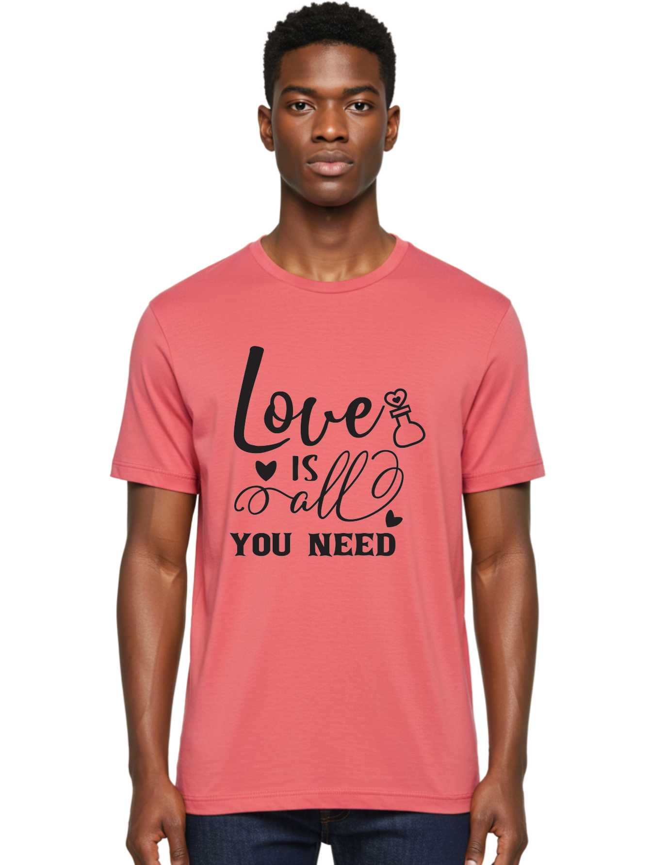 Love-Is-All-You-Need Men'S Graphic Tee, 100% Cotton, Comfortable Casual Summer Wear, Machine Washable, Love Quote, Inspirational Quote, Motivational Phrase, Heart Symbol, Love Potion, Romantic Message, Positive Affirmation, Aac975 6
