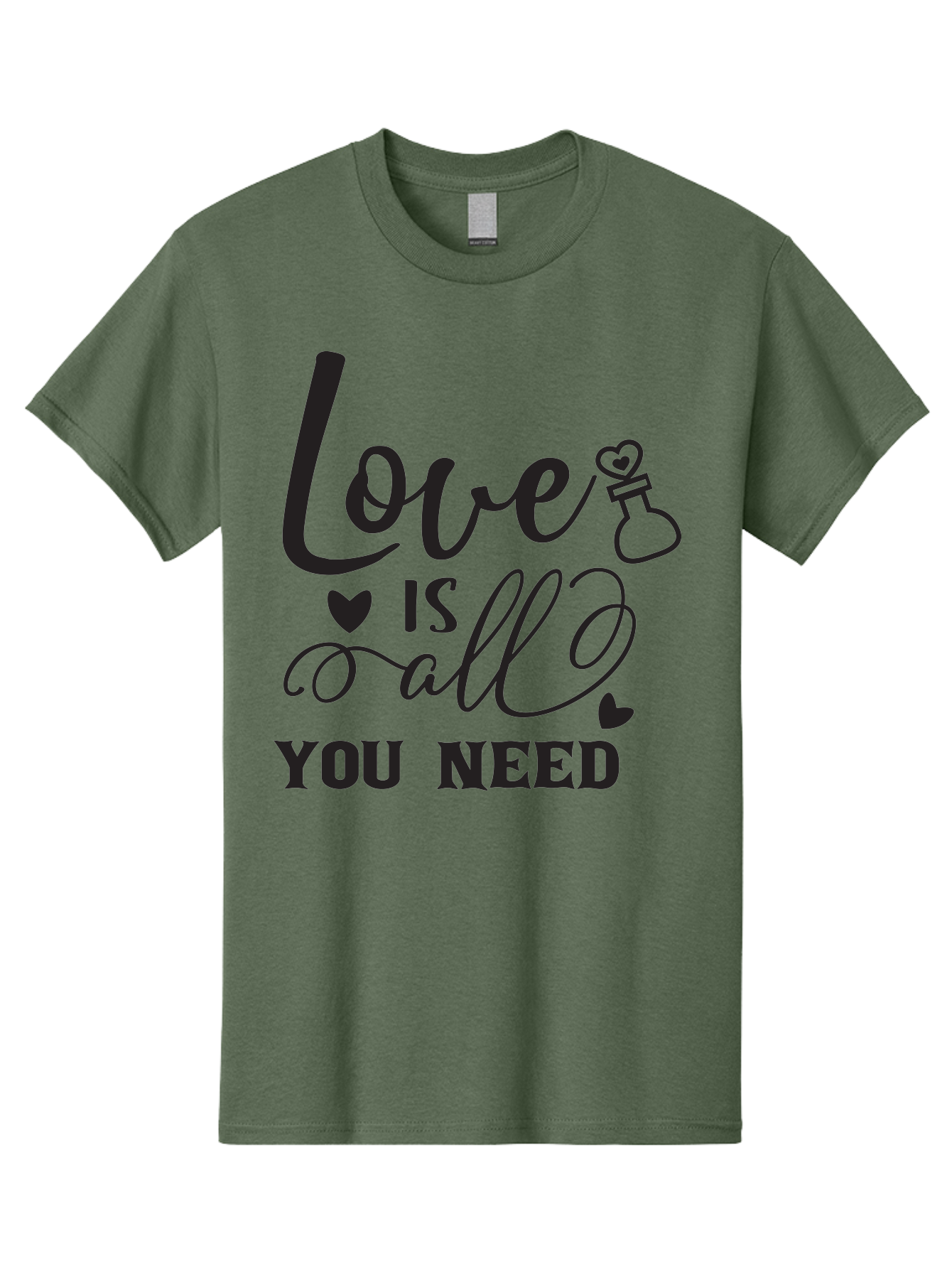Love-Is-All-You-Need Men'S Graphic Tee, 100% Cotton, Comfortable Casual Summer Wear, Machine Washable, Love Quote, Inspirational Quote, Motivational Phrase, Heart Symbol, Love Potion, Romantic Message, Positive Affirmation, Aac975 17