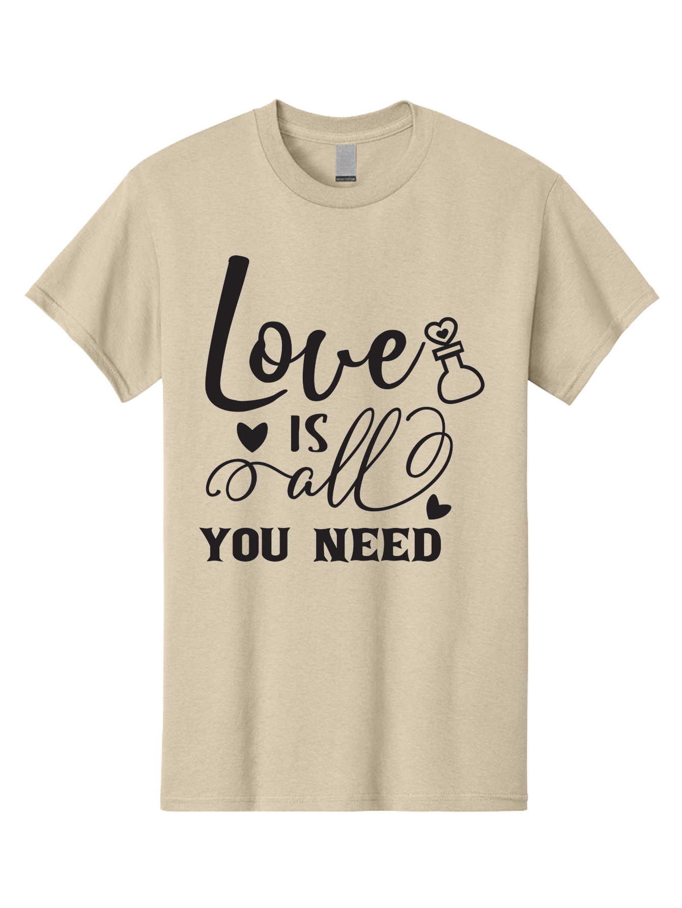 Love-Is-All-You-Need Men'S Graphic Tee, 100% Cotton, Comfortable Casual Summer Wear, Machine Washable, Love Quote, Inspirational Quote, Motivational Phrase, Heart Symbol, Love Potion, Romantic Message, Positive Affirmation, Aac975 25