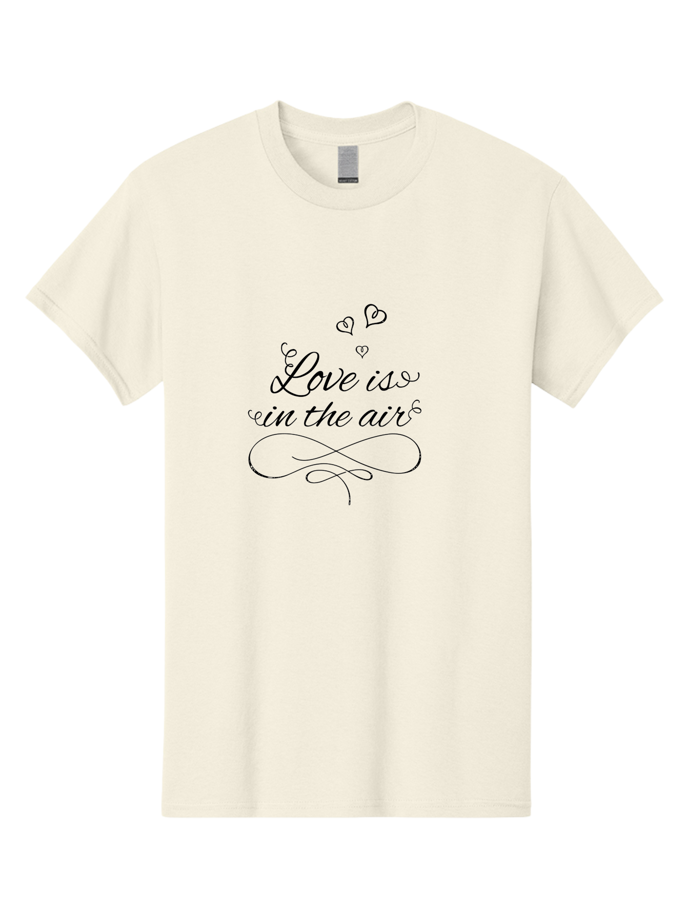 Love-Is-In-The-Air Men'S Graphic Tee, 100% Cotton, Comfortable Casual Summer Wear, Machine Washable, Love Is In The Air, Valentine'S Day Message, Romantic Quote, Calligraphy Style, Swirling Hearts, Whimsical Design, Elegant Typography, Aac976 21