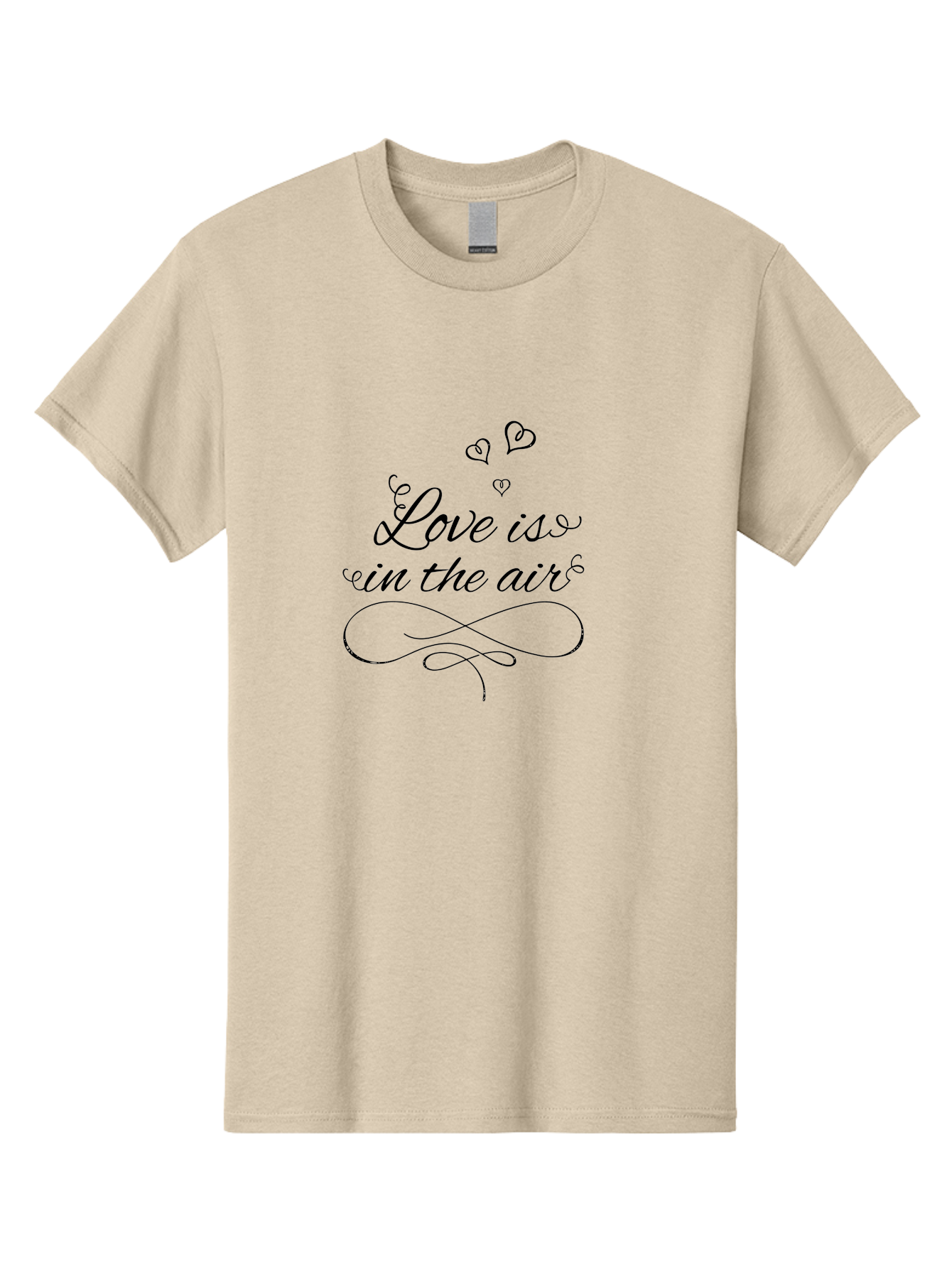 Love-Is-In-The-Air Men'S Graphic Tee, 100% Cotton, Comfortable Casual Summer Wear, Machine Washable, Love Is In The Air, Valentine'S Day Message, Romantic Quote, Calligraphy Style, Swirling Hearts, Whimsical Design, Elegant Typography, Aac976 9