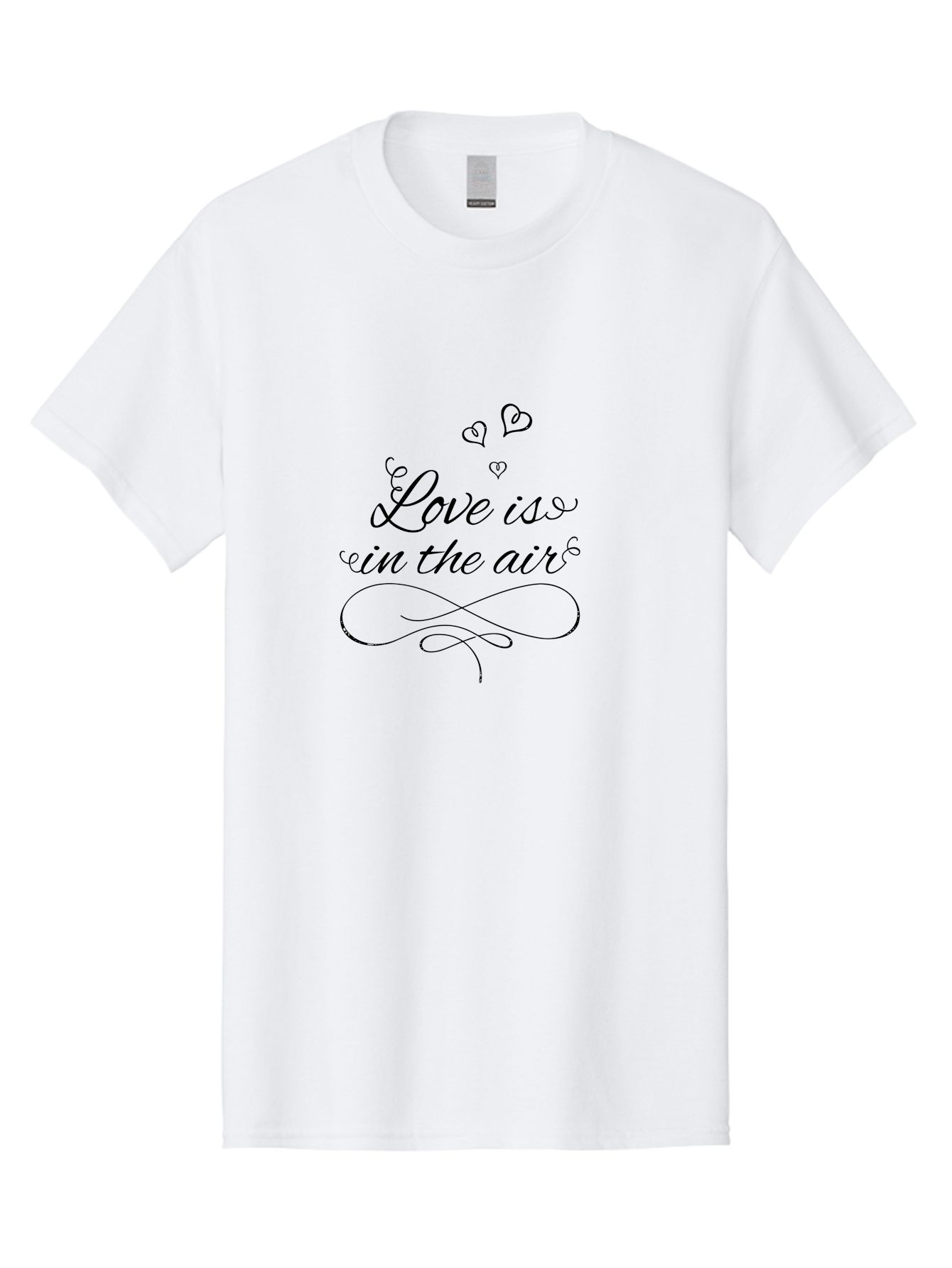 Love-Is-In-The-Air Men'S Graphic Tee, 100% Cotton, Comfortable Casual Summer Wear, Machine Washable, Love Is In The Air, Valentine'S Day Message, Romantic Quote, Calligraphy Style, Swirling Hearts, Whimsical Design, Elegant Typography, Aac976 3