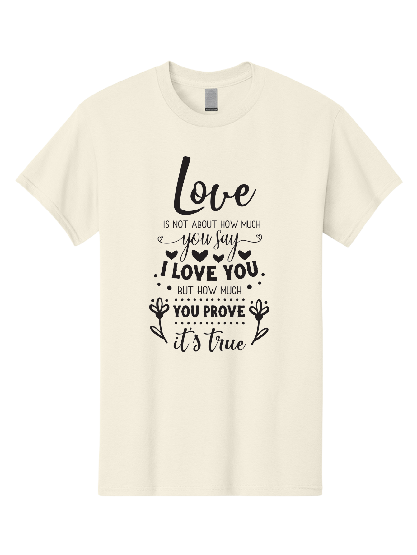 Love-Is-Not-About-How-Much-You-Say Men'S Graphic Tee, 100% Cotton, Comfortable Casual Summer Wear, Machine Washable, Love Quote, True Love, Relationship Goals, Romantic Quote, Heartfelt Message, I Love You, Prove Your Love, Love Is True Aac977 23