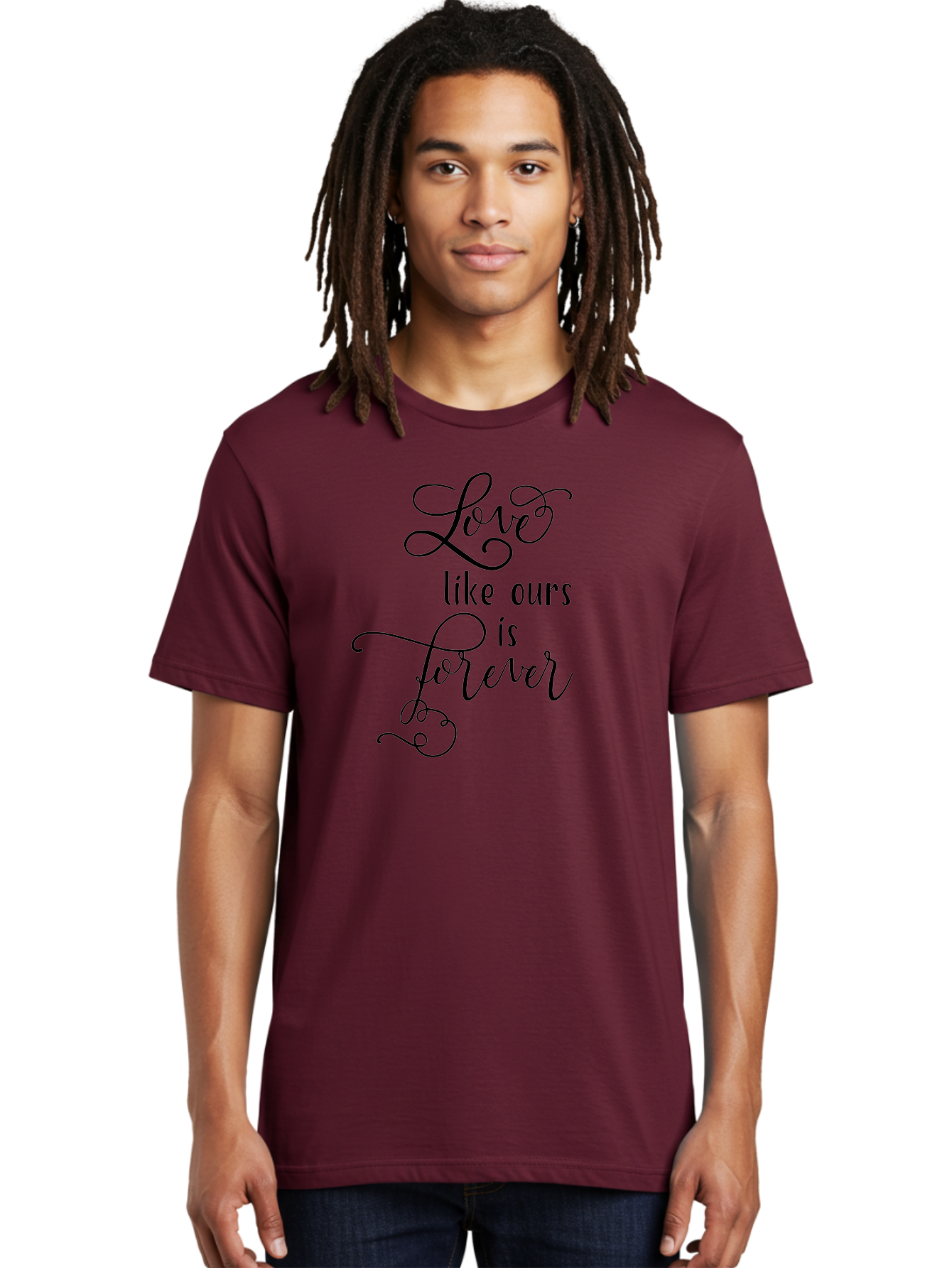 Love-Like-Ours-Is-Forever Men'S Graphic Tee, 100% Cotton, Comfortable Casual Summer Wear, Machine Washable, Love Quote, Forever Love, Romantic Phrase, Cursive Text, Black Lettering, Motivational Quote, Inspirational Words, Love Is Forever Aac978 22