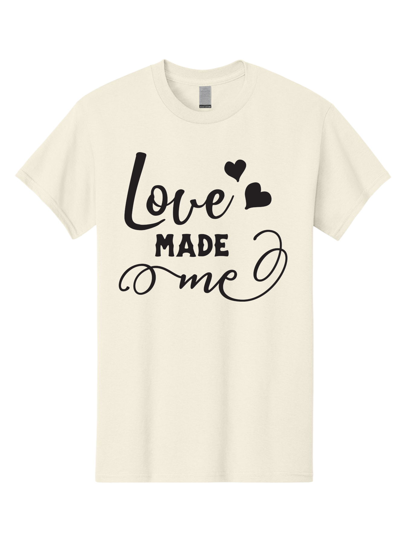 Love-Made-Me Men'S Graphic Tee, 100% Cotton, Comfortable Casual Summer Wear, Machine Washable, Love Quote, Heartwarming Phrase, Love Made Me, Inspirational Text, Black Text, Cursive Font, Heart Symbols, Love Message, Affectionate Words Aac979 21