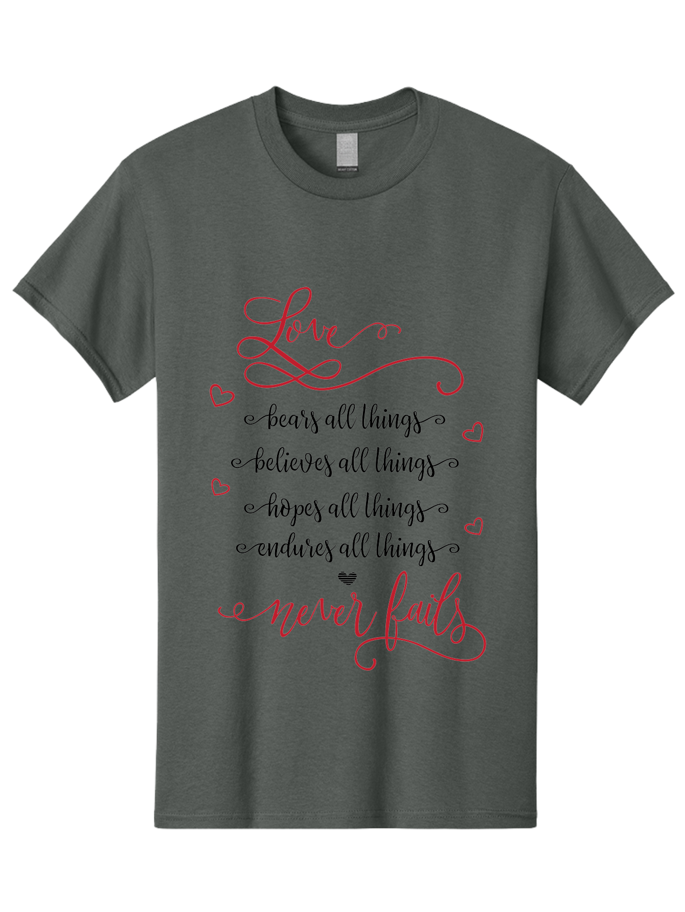 Love-Never-Fails Men'S Graphic Tee, 100% Cotton, Comfortable Casual Summer Wear, Machine Washable, Love Quote, Inspirational Quote, Positive Affirmation, Heartwarming Message, Faith, Hope, Charity, 1 Corinthians 13:8 Aac980 17