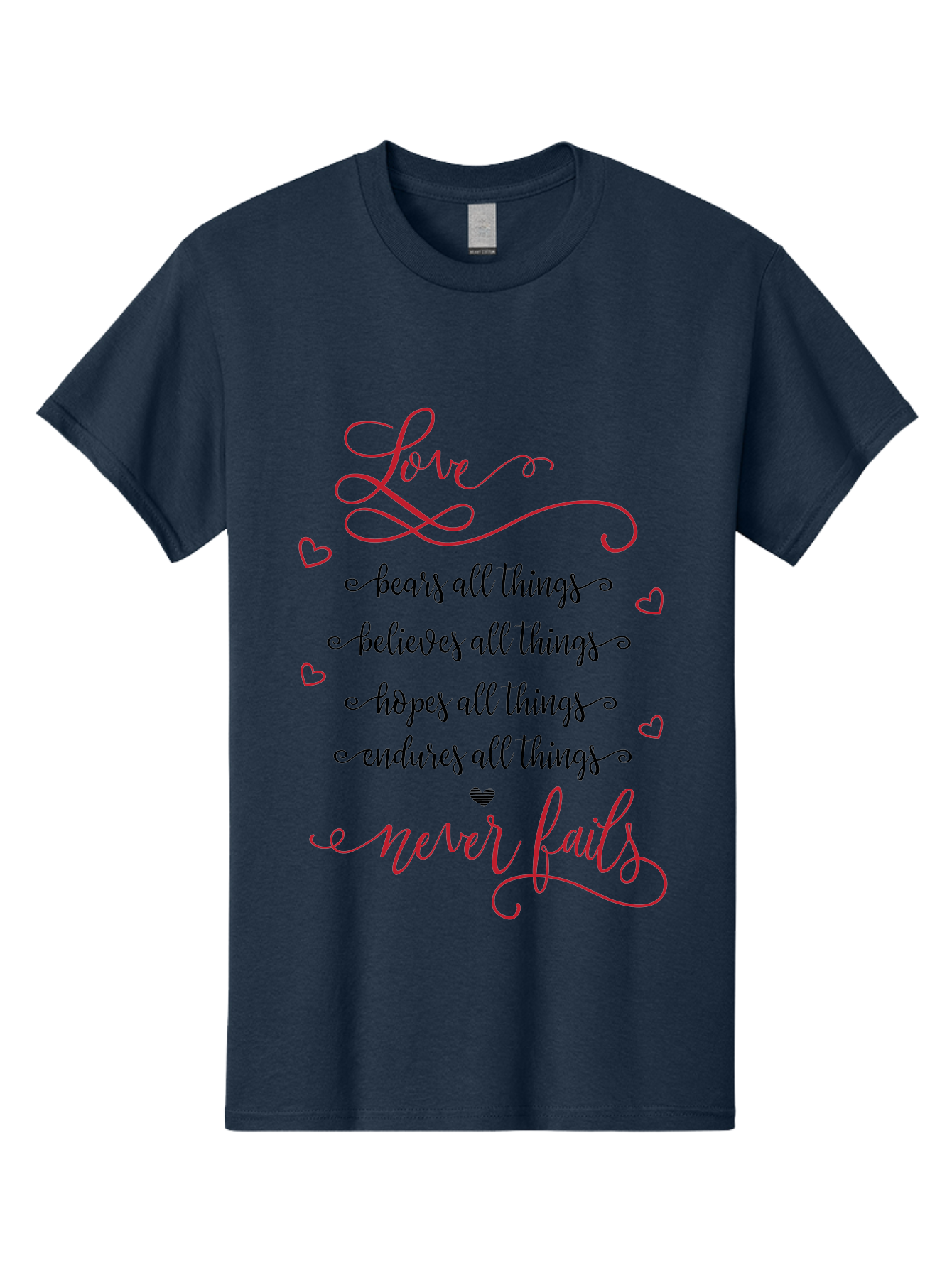 Love-Never-Fails Men'S Graphic Tee, 100% Cotton, Comfortable Casual Summer Wear, Machine Washable, Love Quote, Inspirational Quote, Positive Affirmation, Heartwarming Message, Faith, Hope, Charity, 1 Corinthians 13:8 Aac980 29