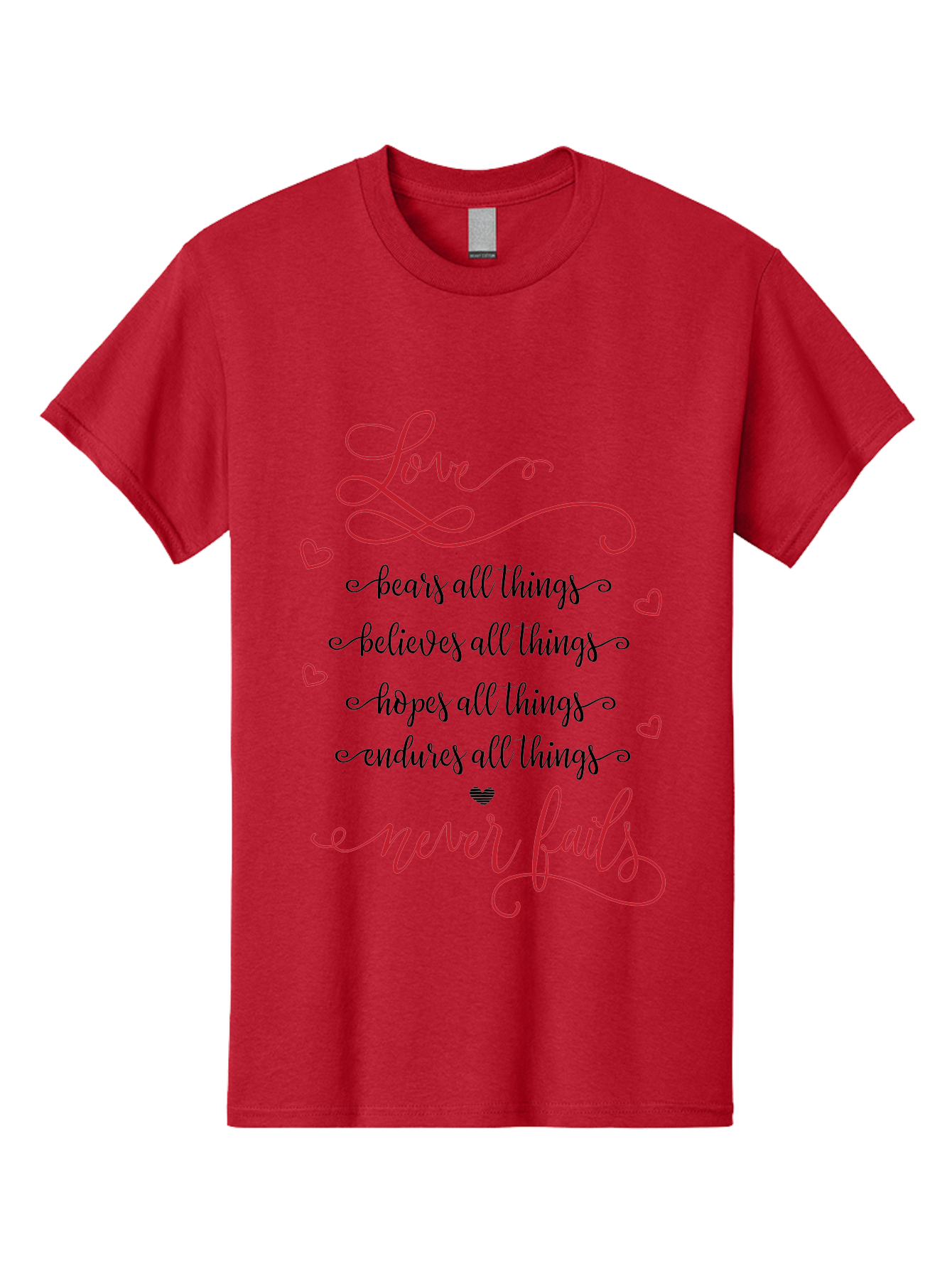 Love-Never-Fails Men'S Graphic Tee, 100% Cotton, Comfortable Casual Summer Wear, Machine Washable, Love Quote, Inspirational Quote, Positive Affirmation, Heartwarming Message, Faith, Hope, Charity, 1 Corinthians 13:8 Aac980 5