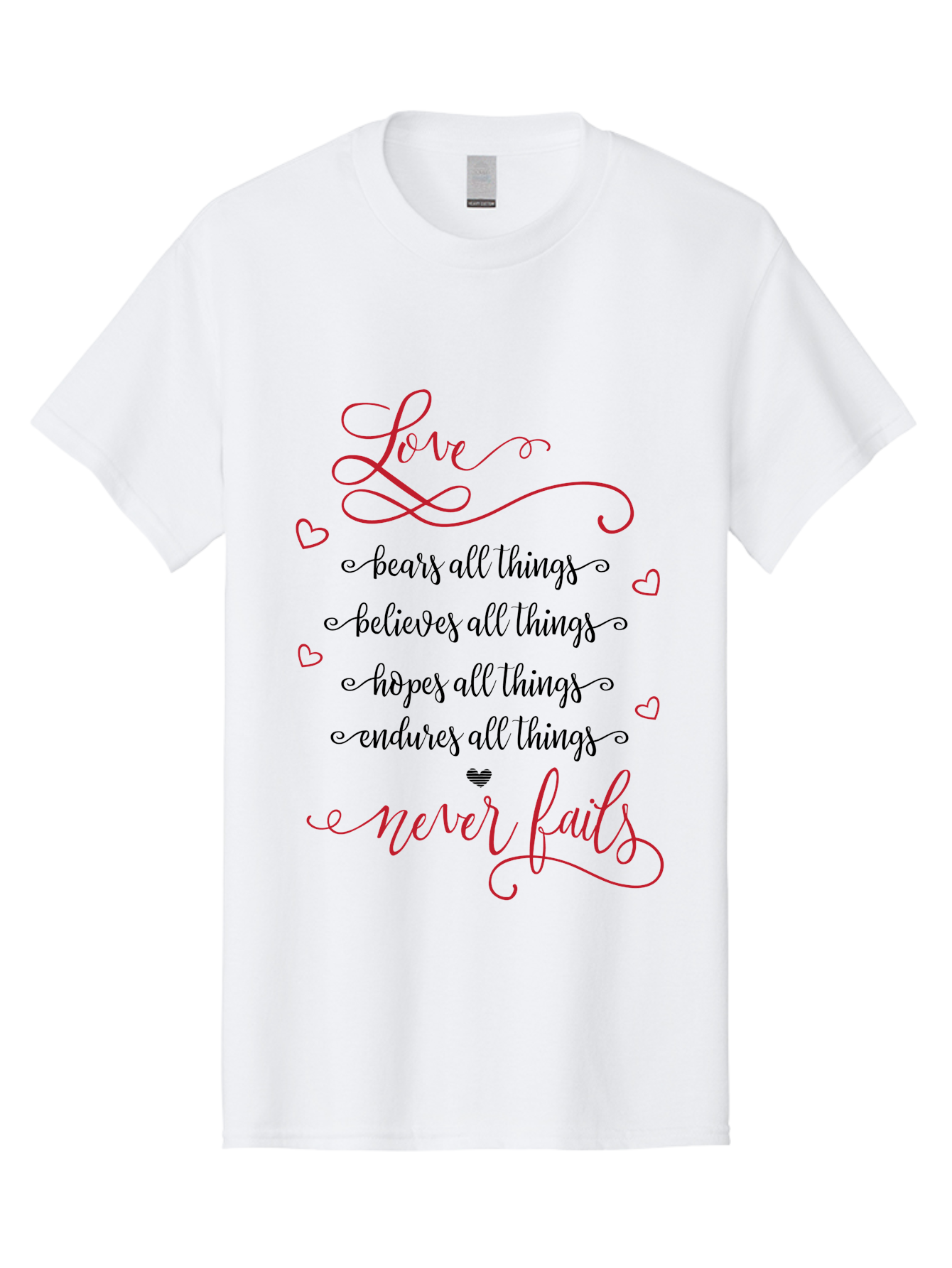 Love-Never-Fails Men'S Graphic Tee, 100% Cotton, Comfortable Casual Summer Wear, Machine Washable, Love Quote, Inspirational Quote, Positive Affirmation, Heartwarming Message, Faith, Hope, Charity, 1 Corinthians 13:8 Aac980 27