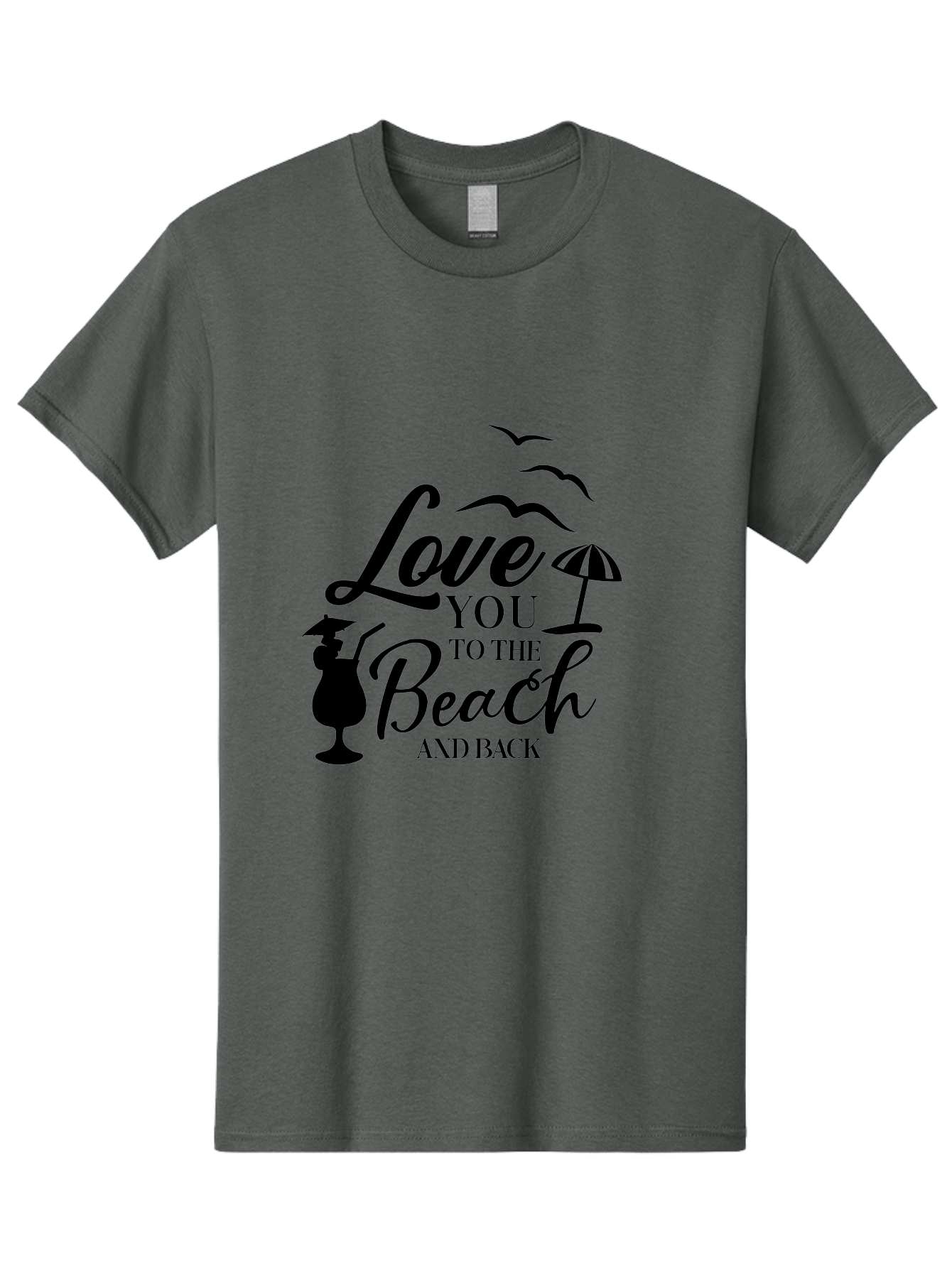 Love-You-To-The-Beach-And-Back Men'S Graphic Tee, 100% Cotton, Comfortable Casual Summer Wear, Machine Washable, Beach Love Quote, Seaside Charm, Coastal Vibes, Summer Romance, Tropical Getaway, Ocean Breeze, Birds Flying, Aac981 13