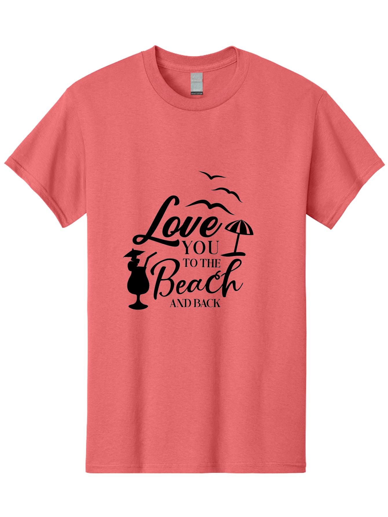 Love-You-To-The-Beach-And-Back Men'S Graphic Tee, 100% Cotton, Comfortable Casual Summer Wear, Machine Washable, Beach Love Quote, Seaside Charm, Coastal Vibes, Summer Romance, Tropical Getaway, Ocean Breeze, Birds Flying, Aac981 17