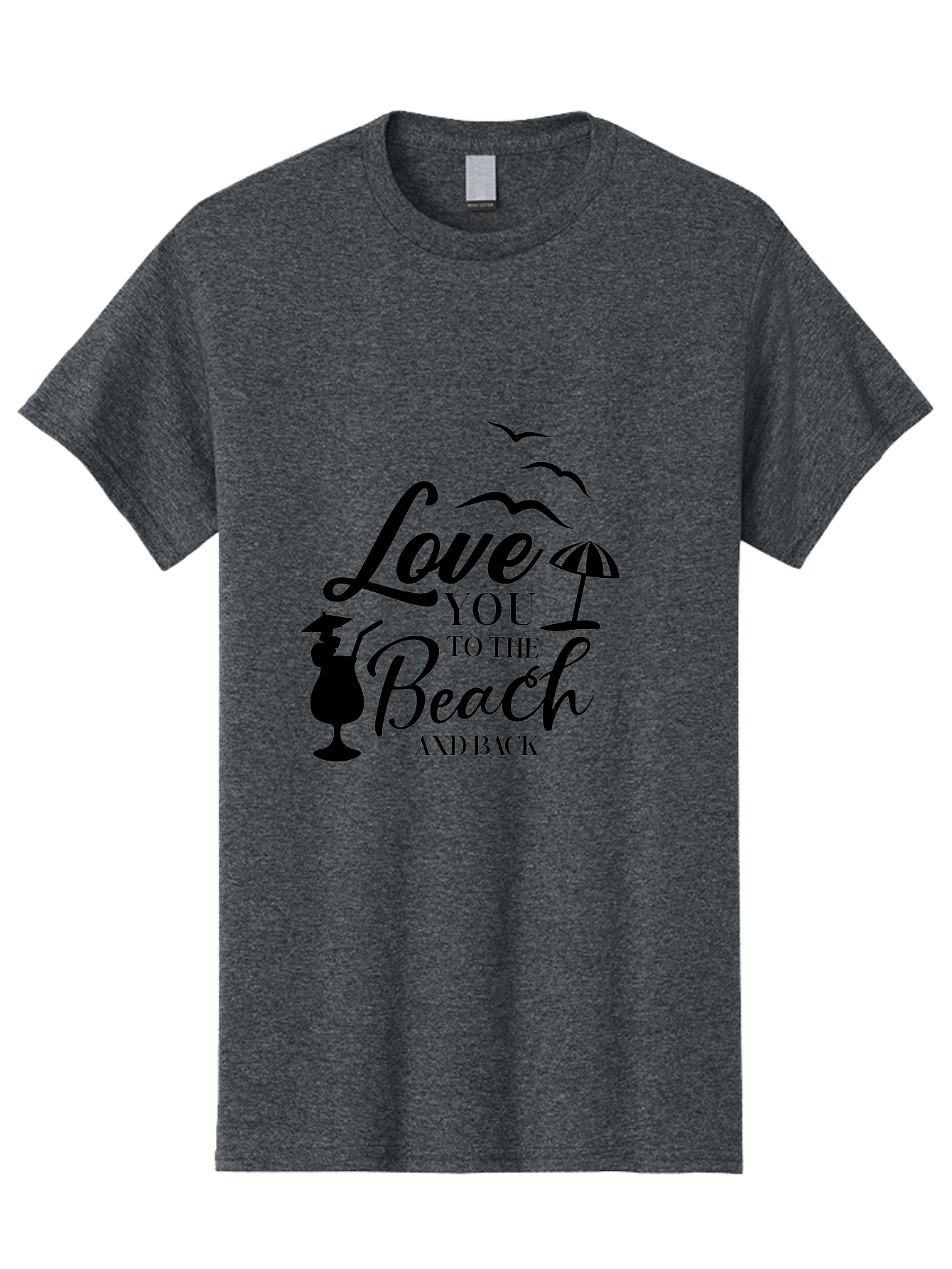 Love-You-To-The-Beach-And-Back Men'S Graphic Tee, 100% Cotton, Comfortable Casual Summer Wear, Machine Washable, Beach Love Quote, Seaside Charm, Coastal Vibes, Summer Romance, Tropical Getaway, Ocean Breeze, Birds Flying, Aac981 5