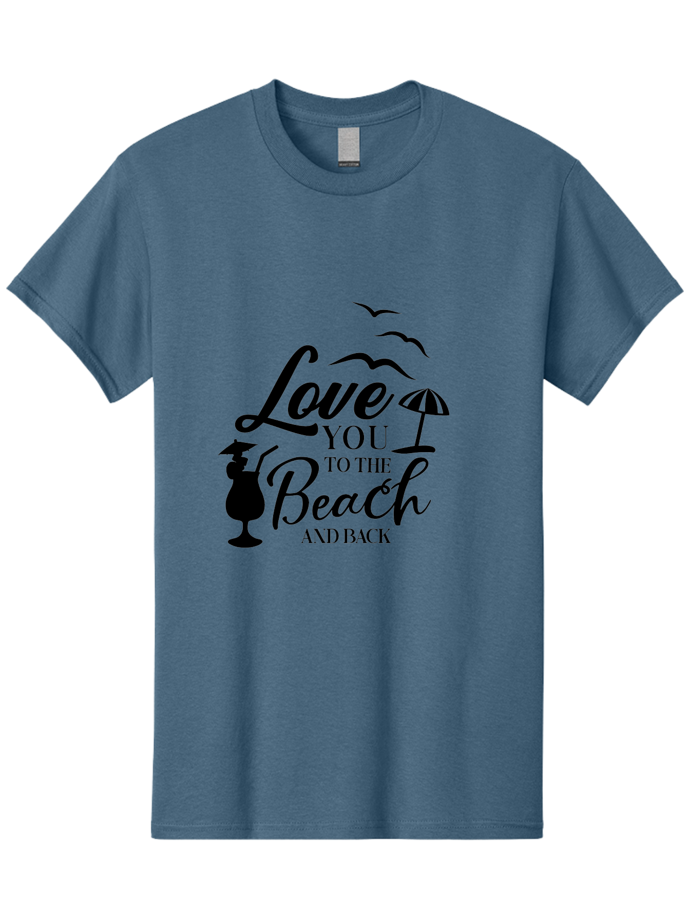 Love-You-To-The-Beach-And-Back Men'S Graphic Tee, 100% Cotton, Comfortable Casual Summer Wear, Machine Washable, Beach Love Quote, Seaside Charm, Coastal Vibes, Summer Romance, Tropical Getaway, Ocean Breeze, Birds Flying, Aac981 27