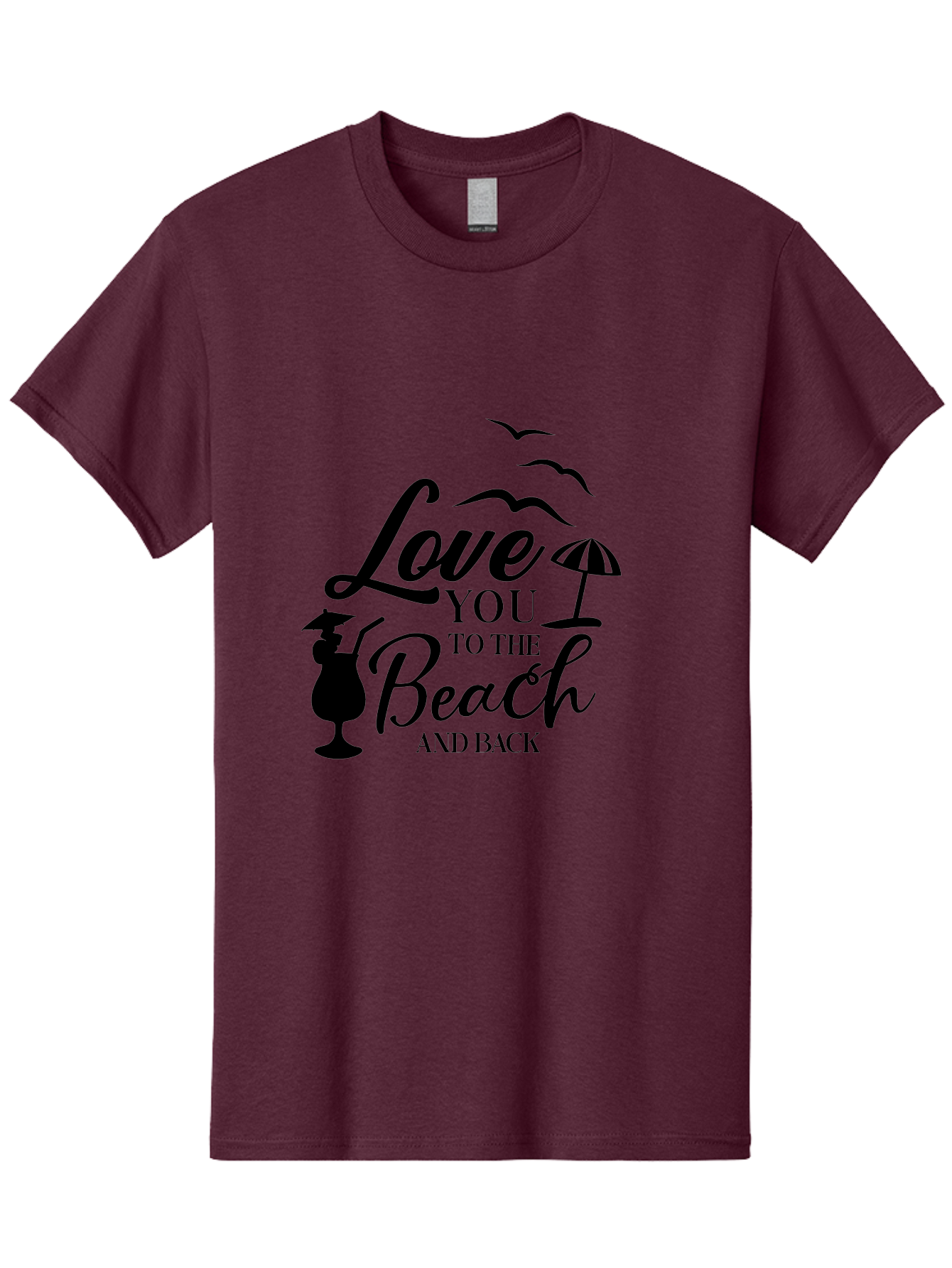 Love-You-To-The-Beach-And-Back Men'S Graphic Tee, 100% Cotton, Comfortable Casual Summer Wear, Machine Washable, Beach Love Quote, Seaside Charm, Coastal Vibes, Summer Romance, Tropical Getaway, Ocean Breeze, Birds Flying, Aac981 25