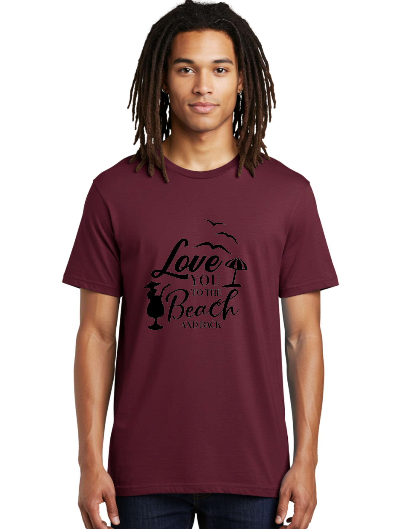 Love-You-To-The-Beach-And-Back Men'S Graphic Tee, 100% Cotton, Comfortable Casual Summer Wear, Machine Washable, Beach Love Quote, Seaside Charm, Coastal Vibes, Summer Romance, Tropical Getaway, Ocean Breeze, Birds Flying, Aac981 26
