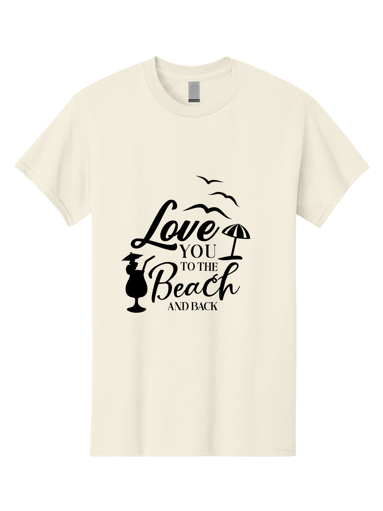 Love-You-To-The-Beach-And-Back Men'S Graphic Tee, 100% Cotton, Comfortable Casual Summer Wear, Machine Washable, Beach Love Quote, Seaside Charm, Coastal Vibes, Summer Romance, Tropical Getaway, Ocean Breeze, Birds Flying, Aac981 3